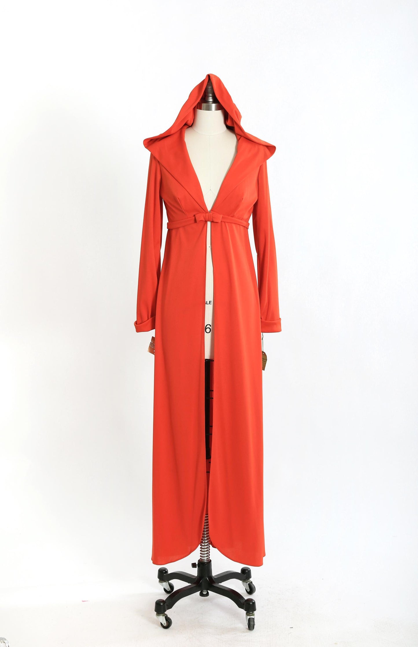 70s Orange hooded coat cape | Vintage 1970s deadstock hooded duster