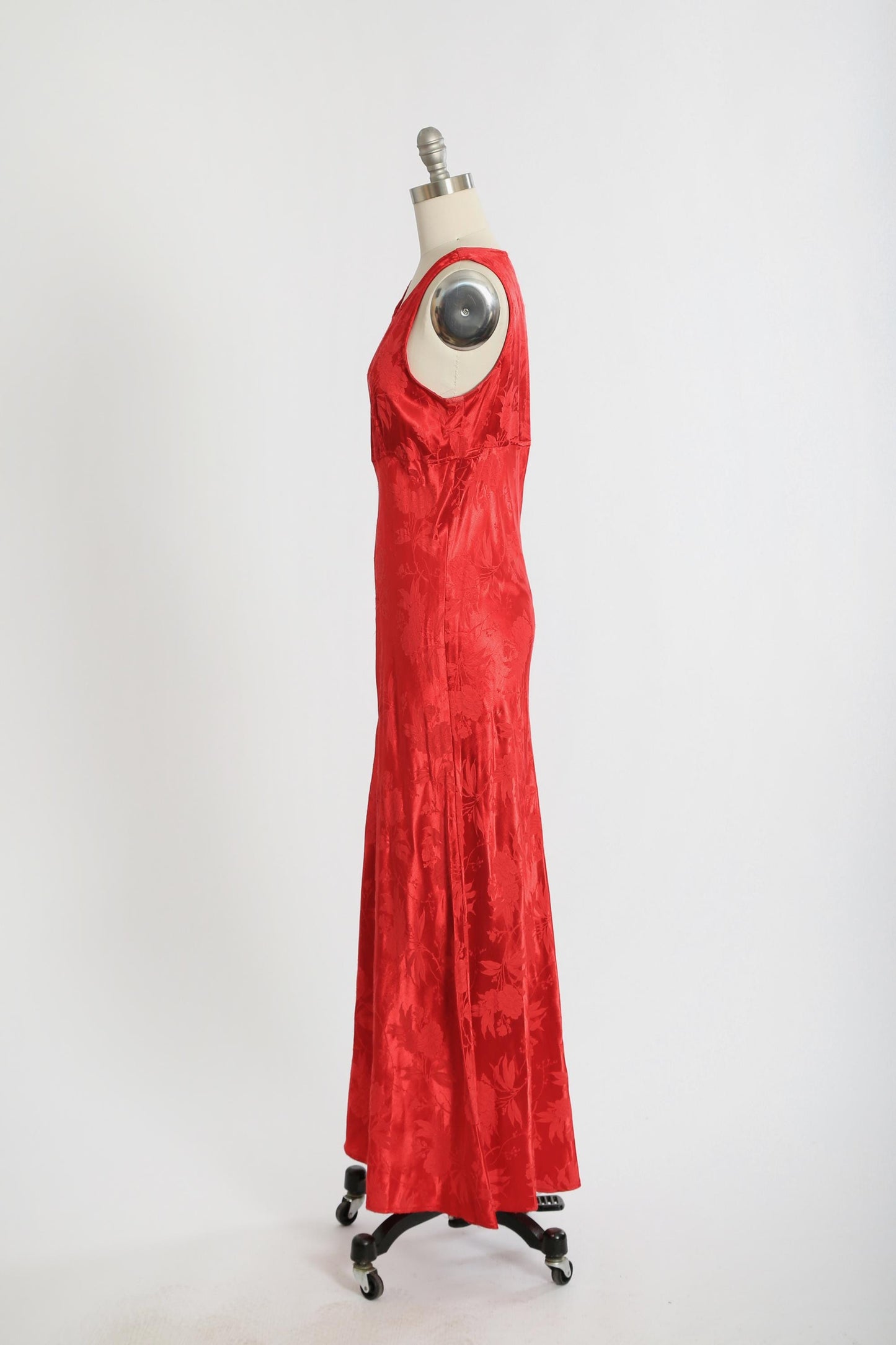 Vintage 90s All that Jazz Red floral brocade maxi dress