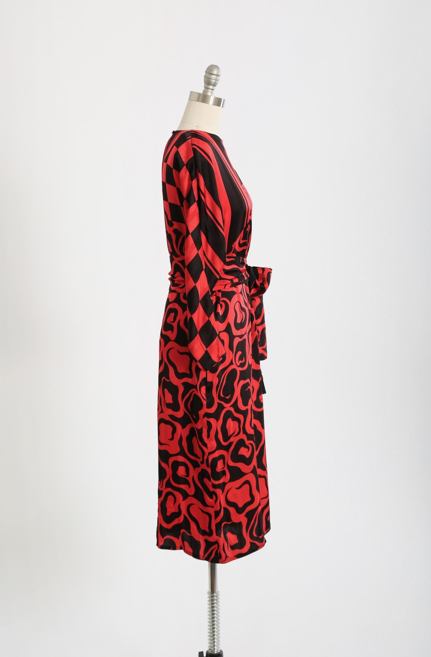 90s French red silk dress | Vintage 1990s Franck Olivier Paris checker dress