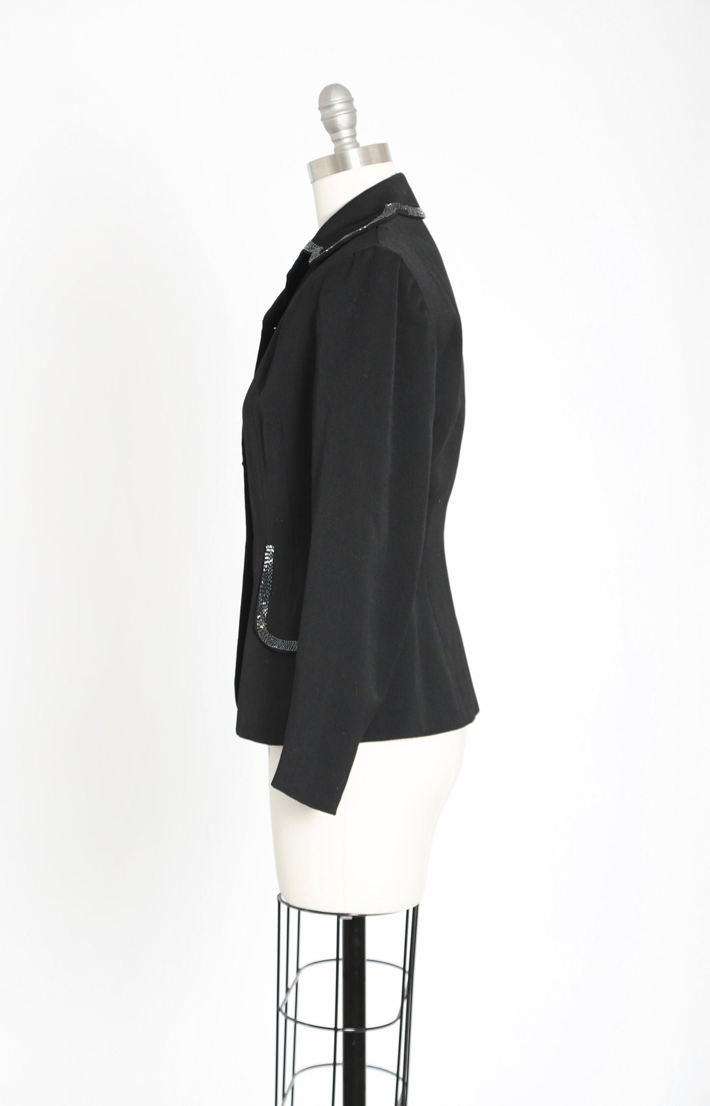 40s beaded blazer | Vintage 40s black wool hand beaded blazer | 1940s dress suit coat