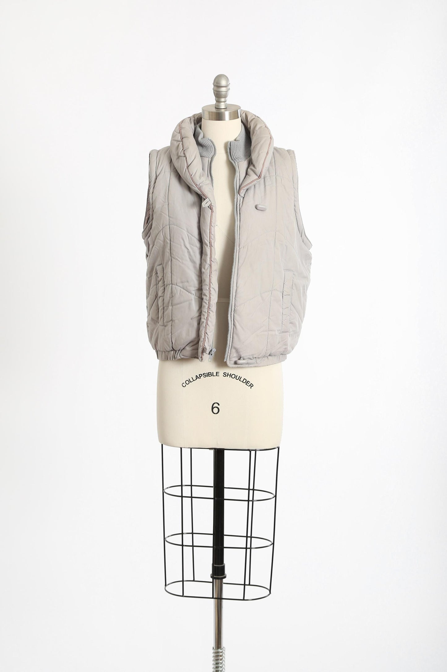Vintage 80s gray + pink Puffer jacket Vest