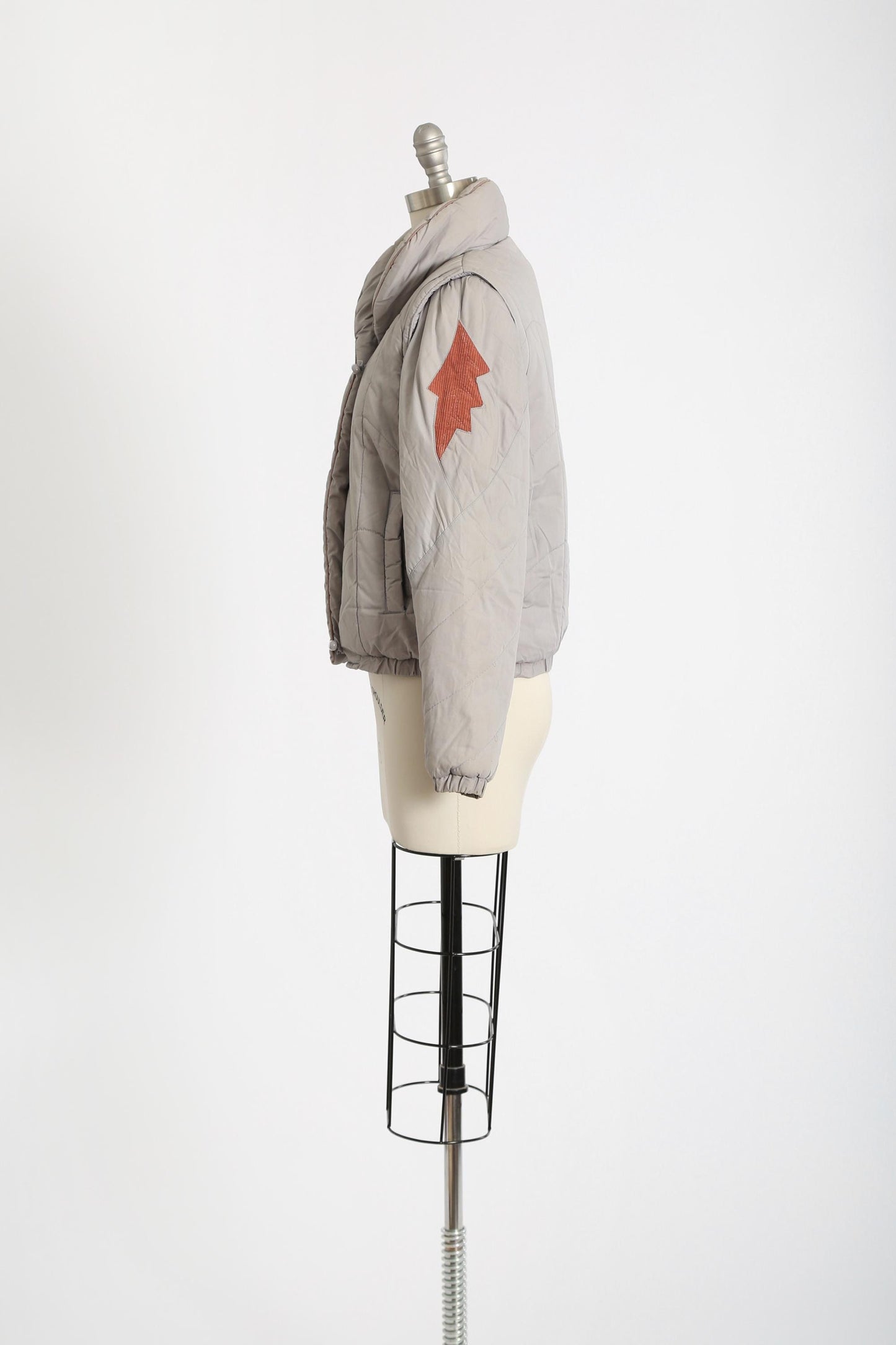 Vintage 80s gray + pink Puffer jacket Vest
