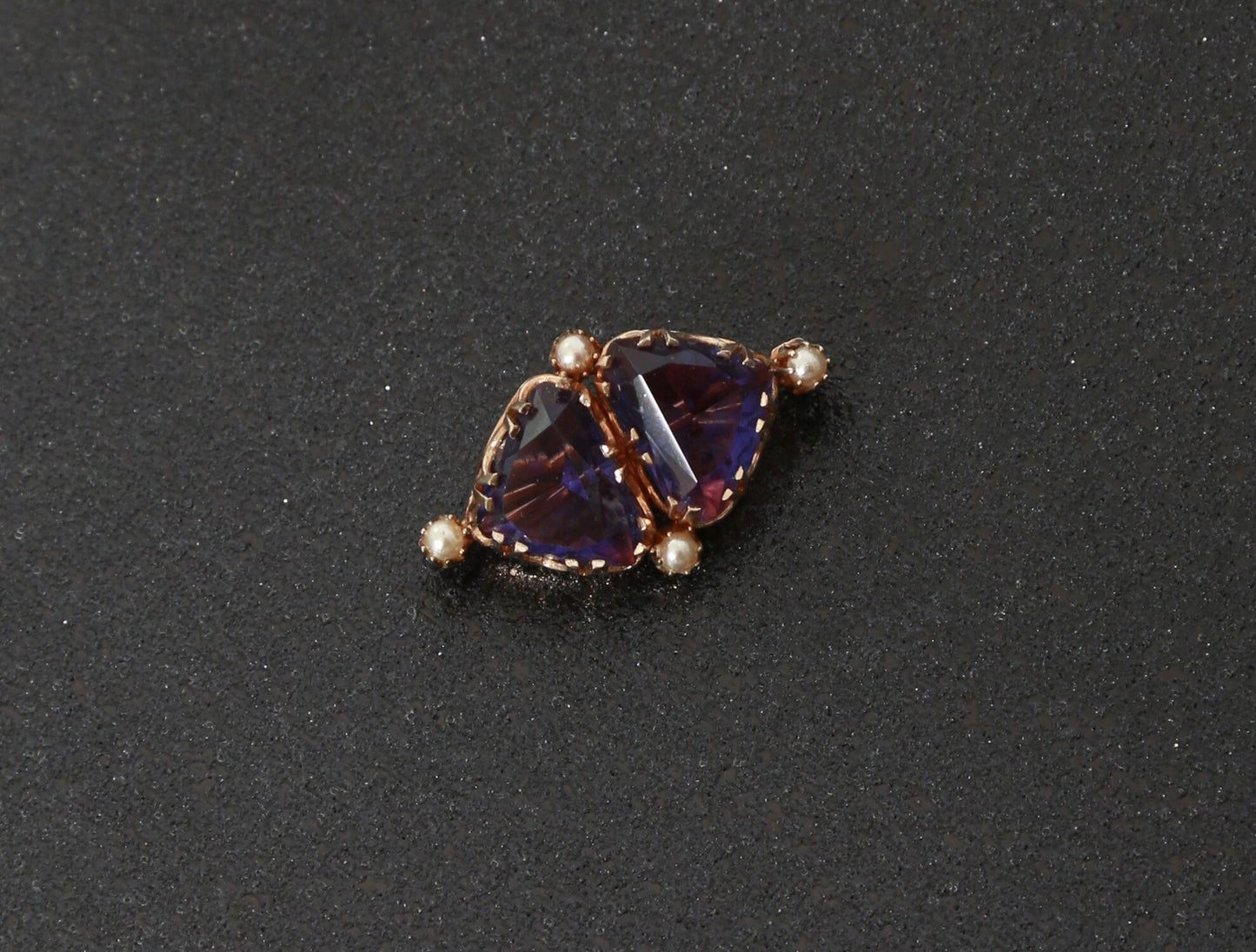 Amethyst gold brooch | Antique vintage Edwardian large Amethyst 9k gold seed pearl brooch