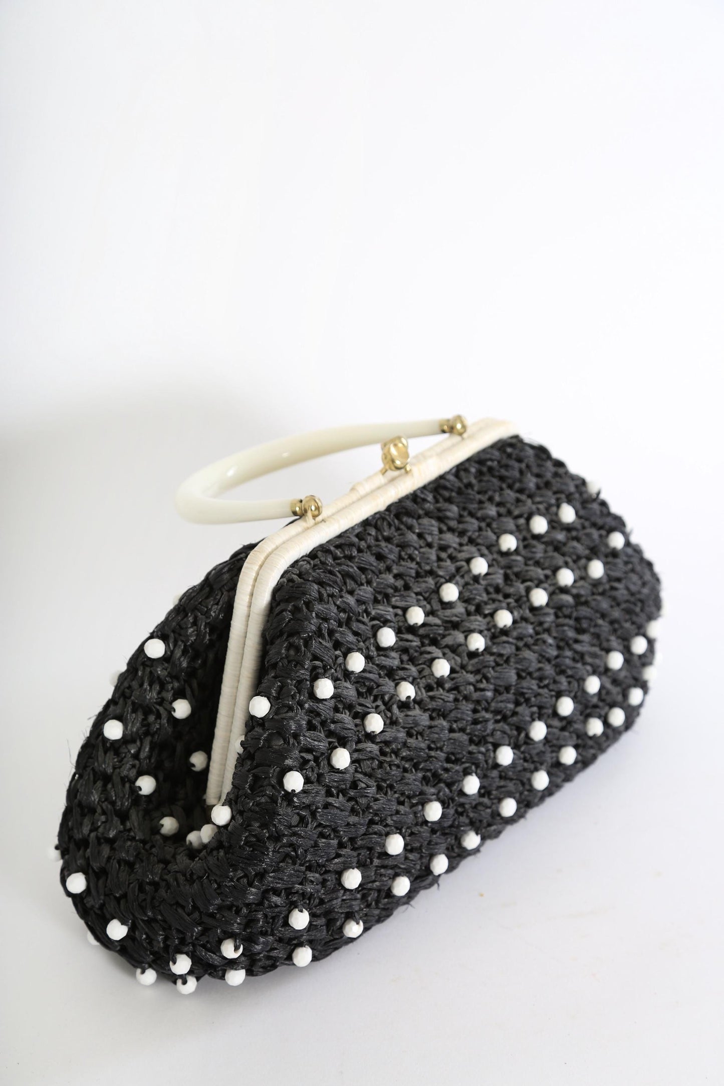 Vintage woven beaded Raffia purse