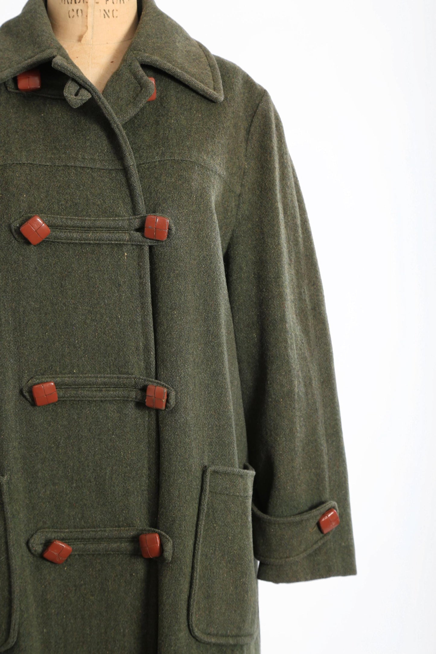40s Dufflecoat | Vintage 1940s Valmeline West German green wool Duffle coat