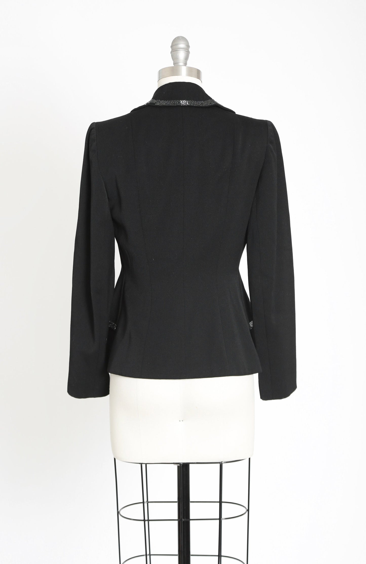 40s beaded blazer | Vintage 40s black wool hand beaded blazer | 1940s dress suit coat