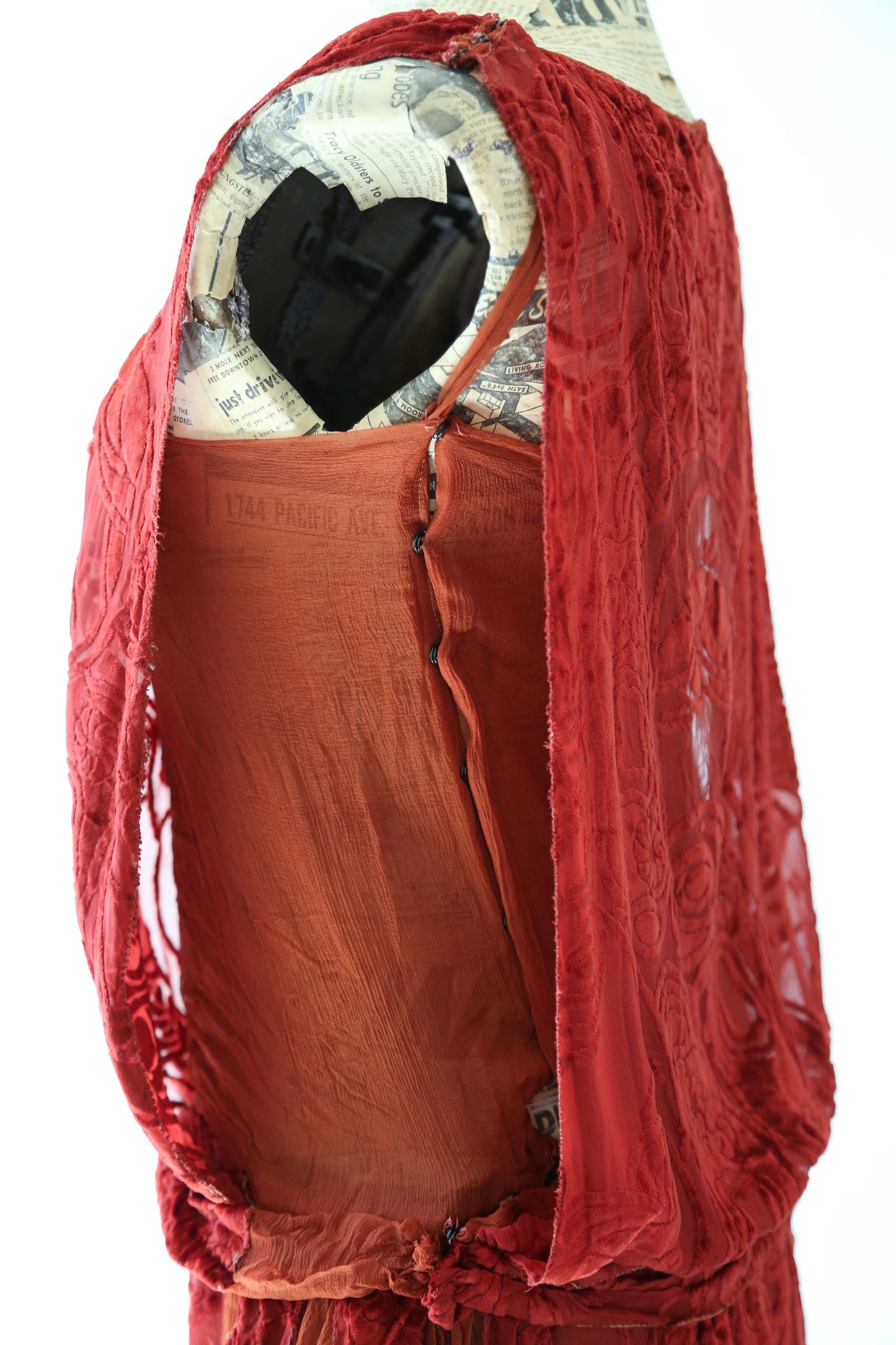 20s SILK velvet dress | Antique vintage 1920s Art deco orange velvet drop waist dress