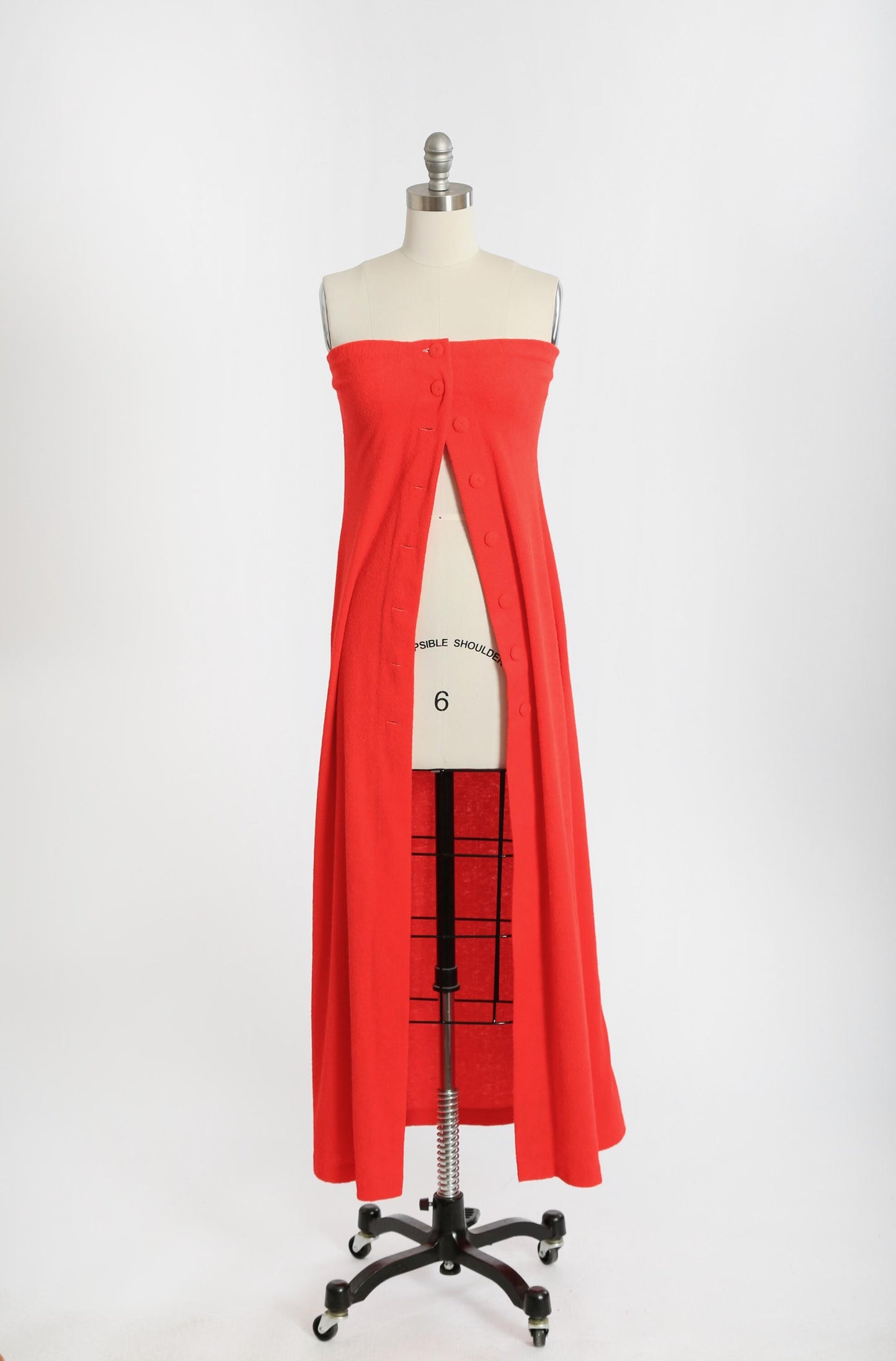 Red terry cloth dress | Vintage 70s Jonathan Logan tube top maxi dress