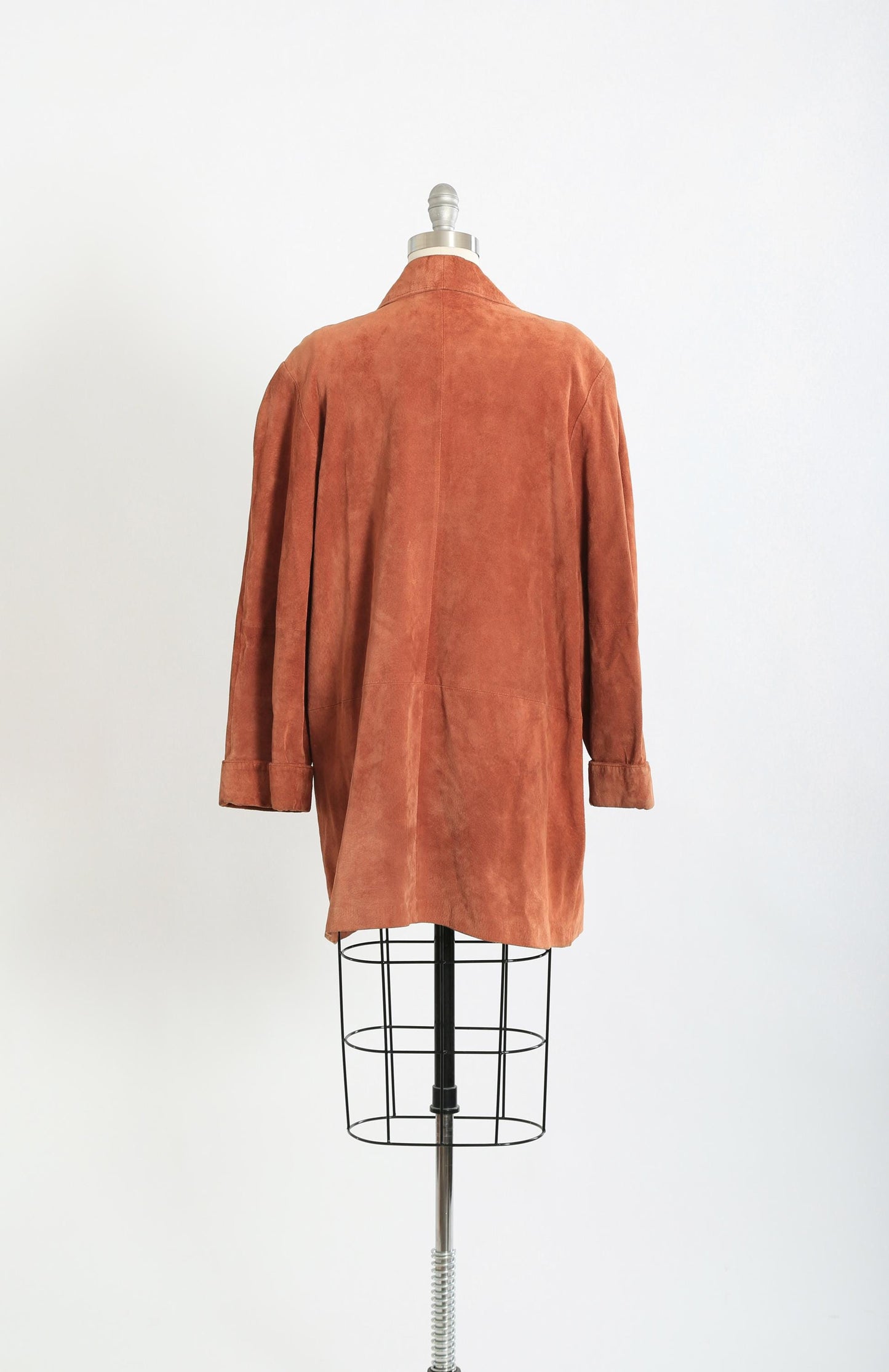 90s Burnt orange suede leather oversized coat jacket