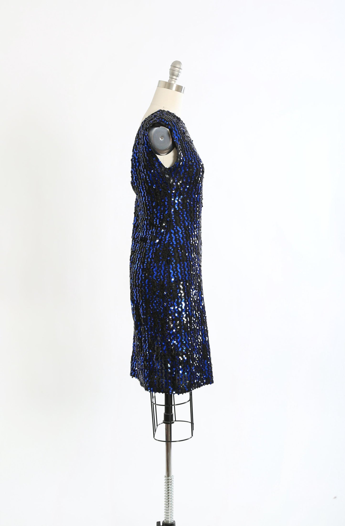 70s blue sequin mini dress