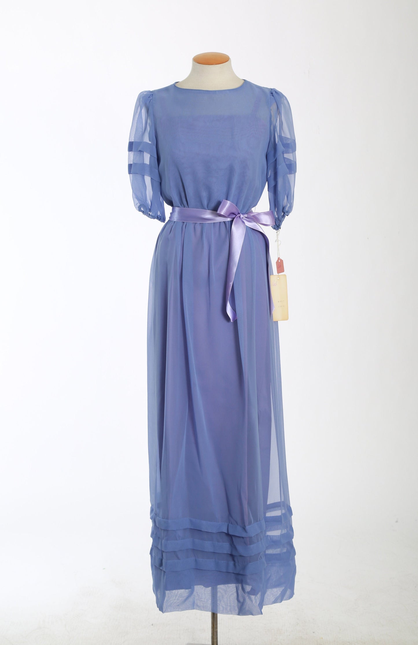 Vintage 70s chiffon maxi dress | 1970s deadstock purple bridesmaid dress