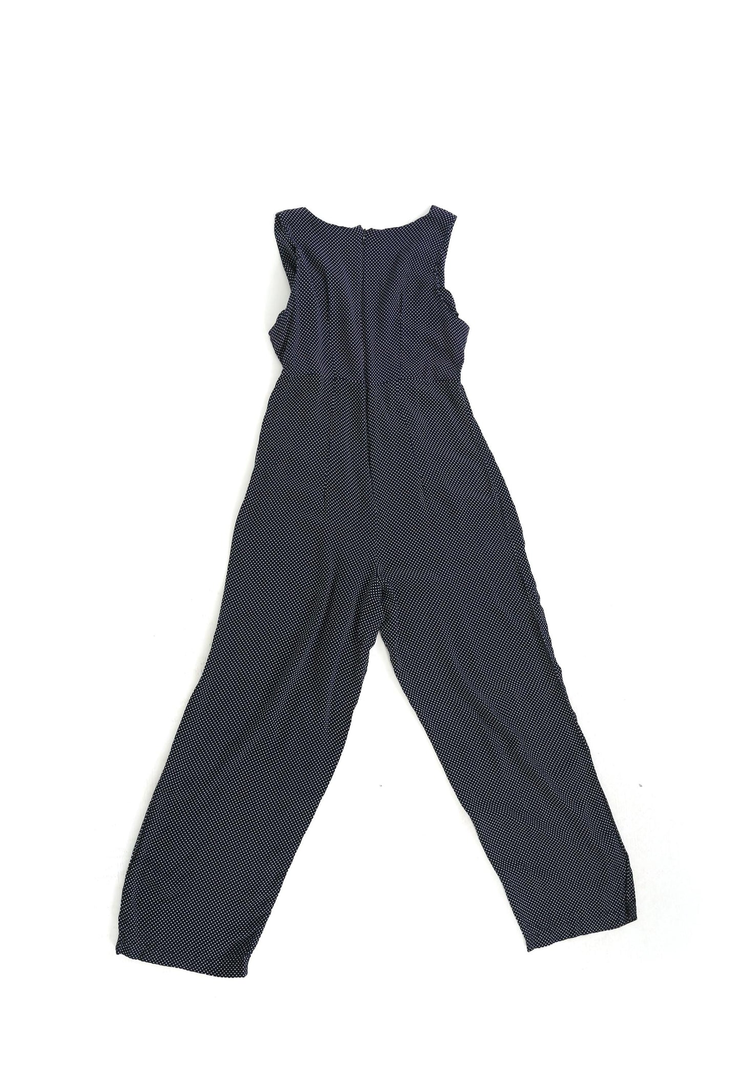 90s Navy blue polka dot rayon jumpsuit