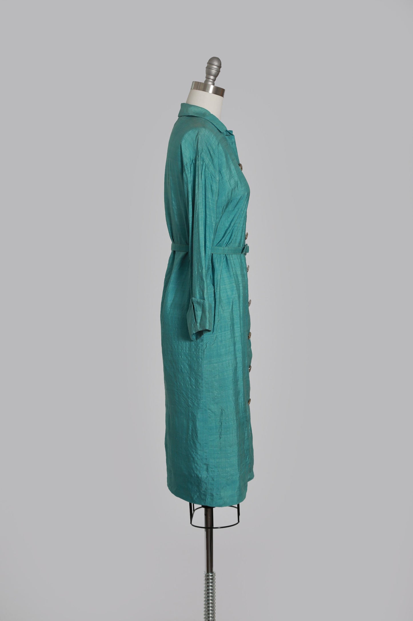 50s silk dress | Vintage 1950s B H Wragge blue silk dress