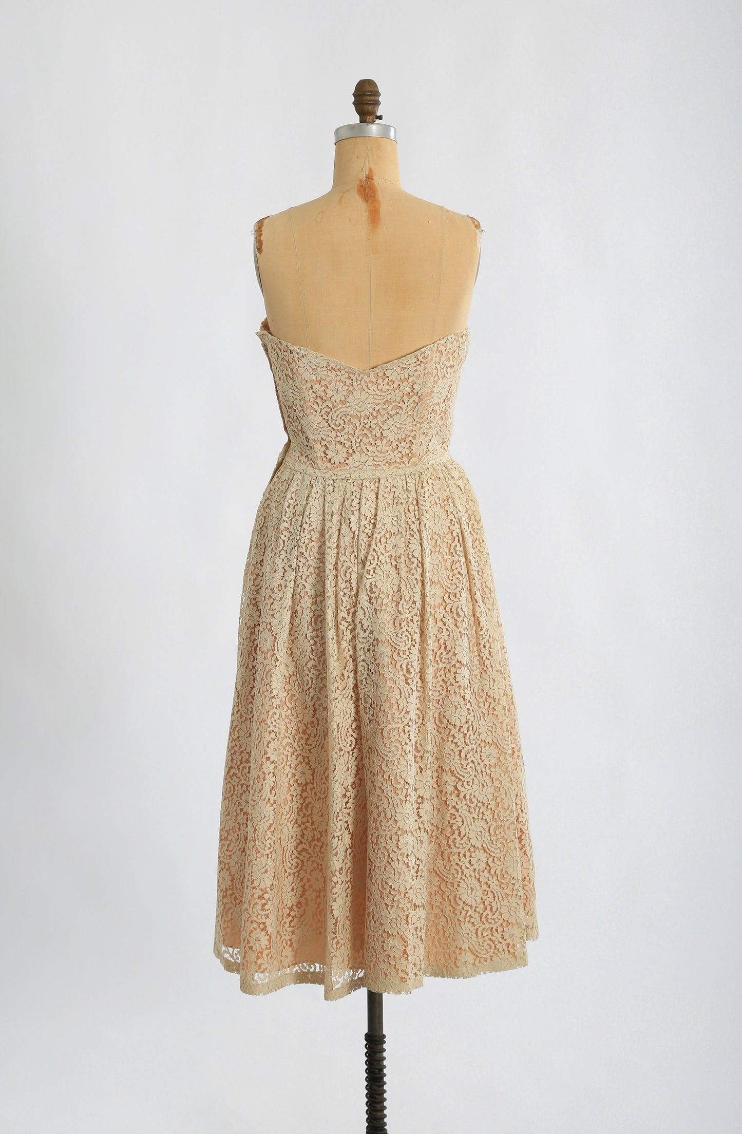 50s nude lace dress | 1950s Lorrie Deb floral lace 2pc dress