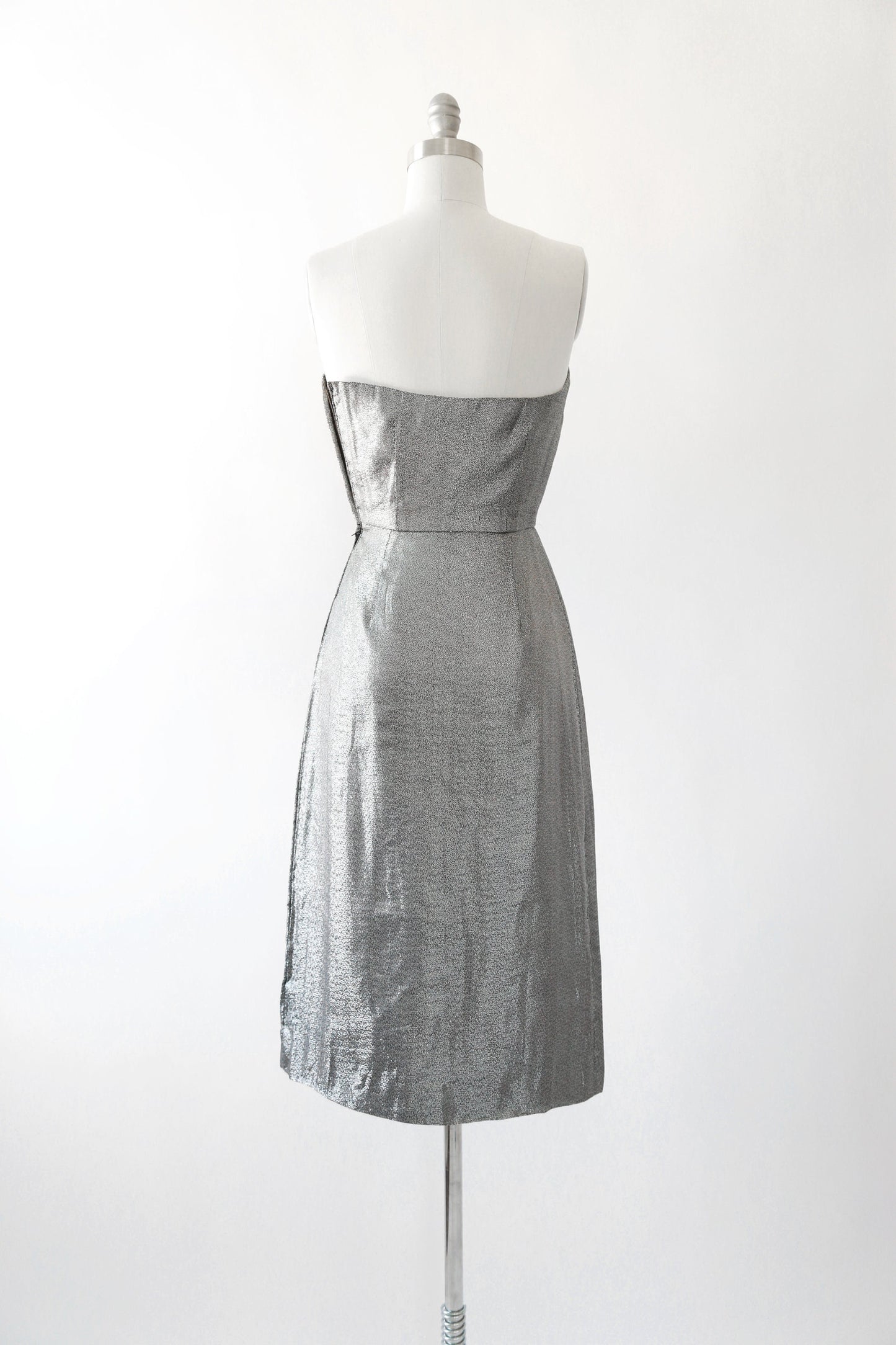 50s silver Lame bombshell dress | Vintage 1950s metal lame wiggle dress