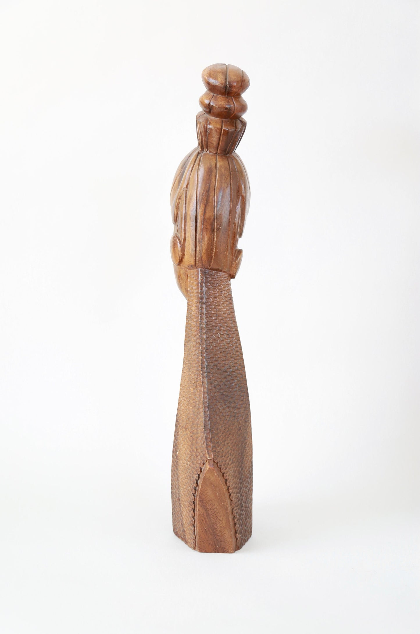 Vintage Mid Century Modern hand carved Monkey Pod Female bust figure | Tiki Bust wood Sculpture