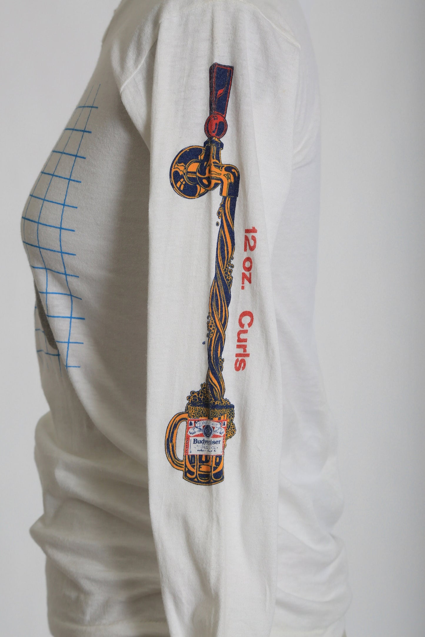 Vintage 80s Budweiser KING OF BEERS 12oz curls long sleeve T - shirt | 1980s Budweiser single stitch tee