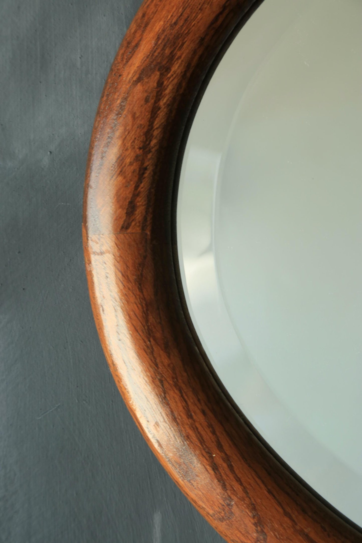 Antique Oak wood Oval mirror