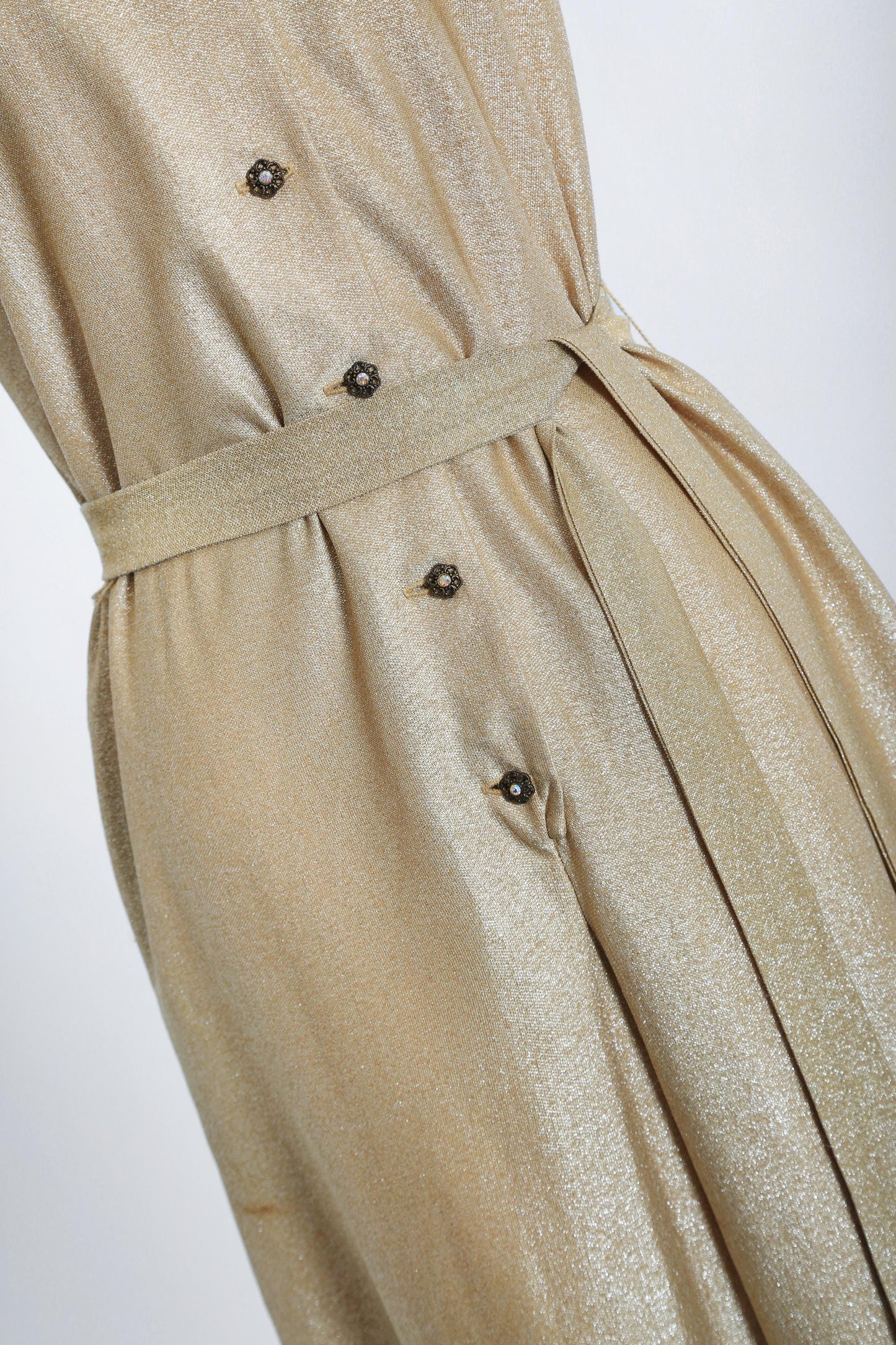 60s Alex Colman California gold jumpsuit | Vintage 1960s Gold Lurex palazzo pant jumpsuit