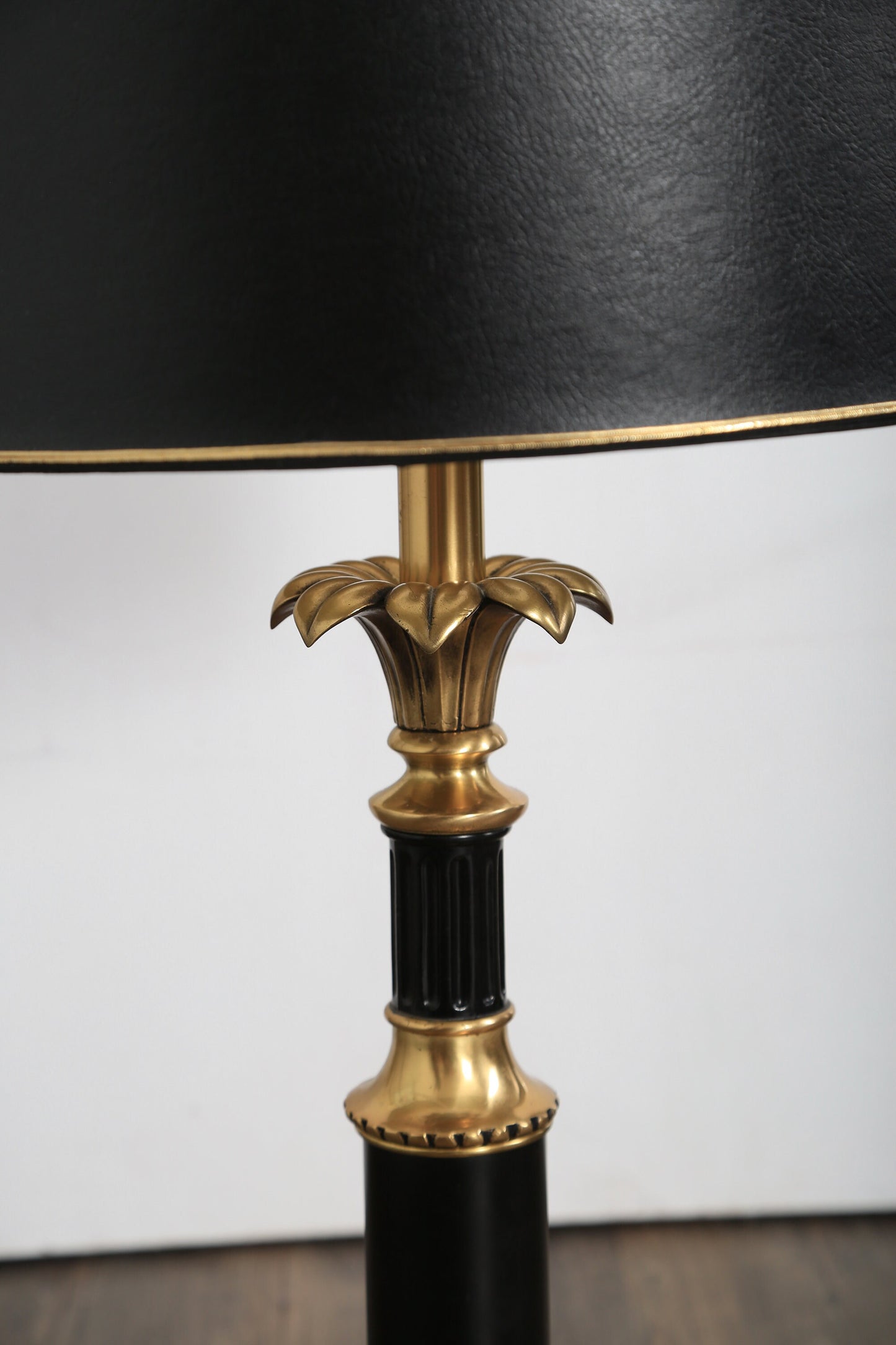 Vintage black + gold brass neoclassical French style table lamp