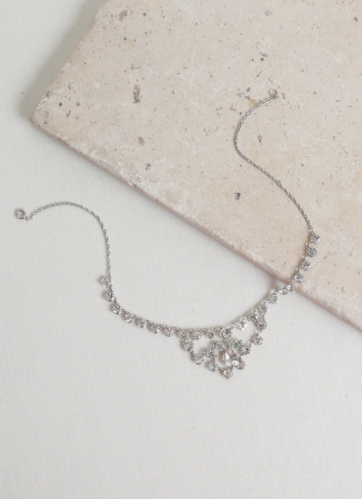 Riviere Paste Necklace | Antique vintage Edwardian jeweled paste 12K white gold filed choker | Edwardian paste necklace