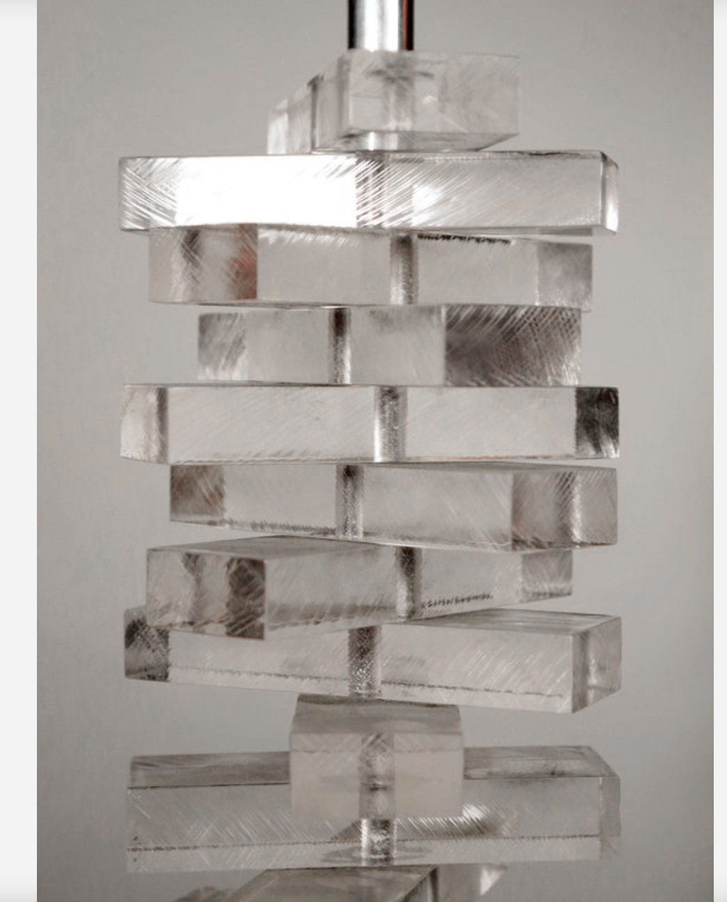 Vintage Mid Century Modern clear plexiglass Stacked Lucite table Lamp