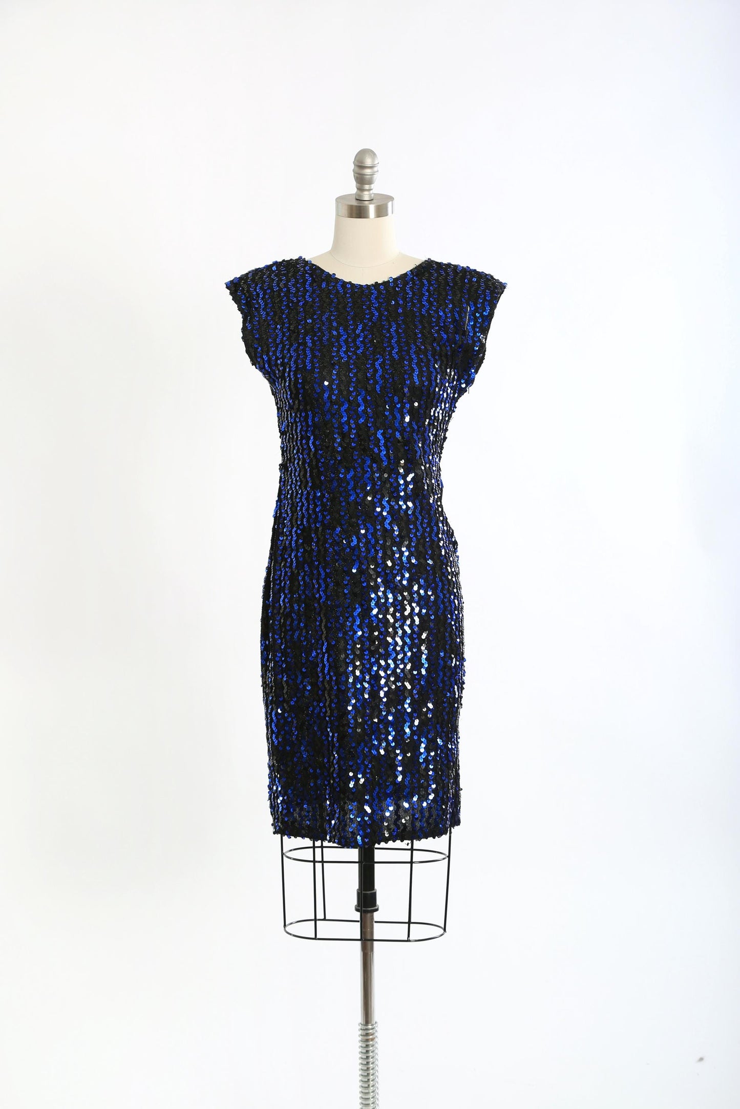 70s blue sequin mini dress