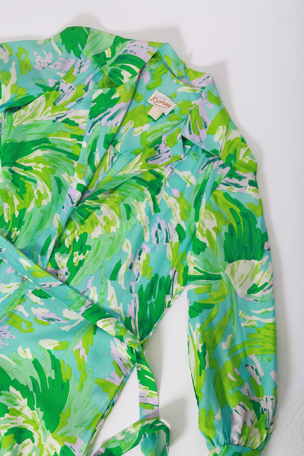 Kamore abstract jumpsuit | Vintage 60s green Jumpsuit | 1960s huge Palazzo jumpsuit