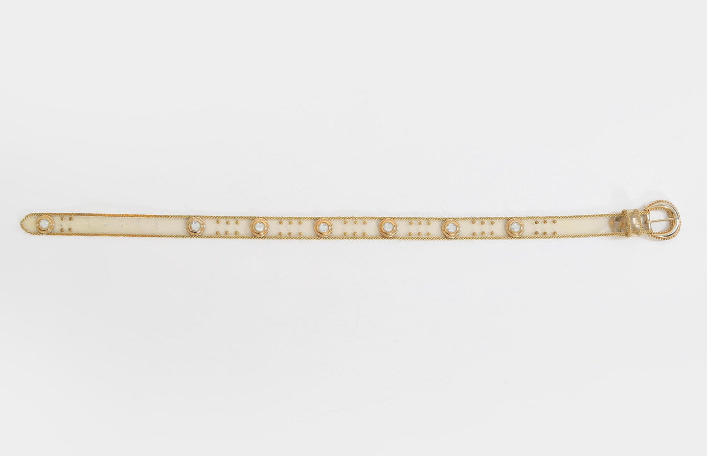 Vintage 80s 90s Clear gold rhinestone belt