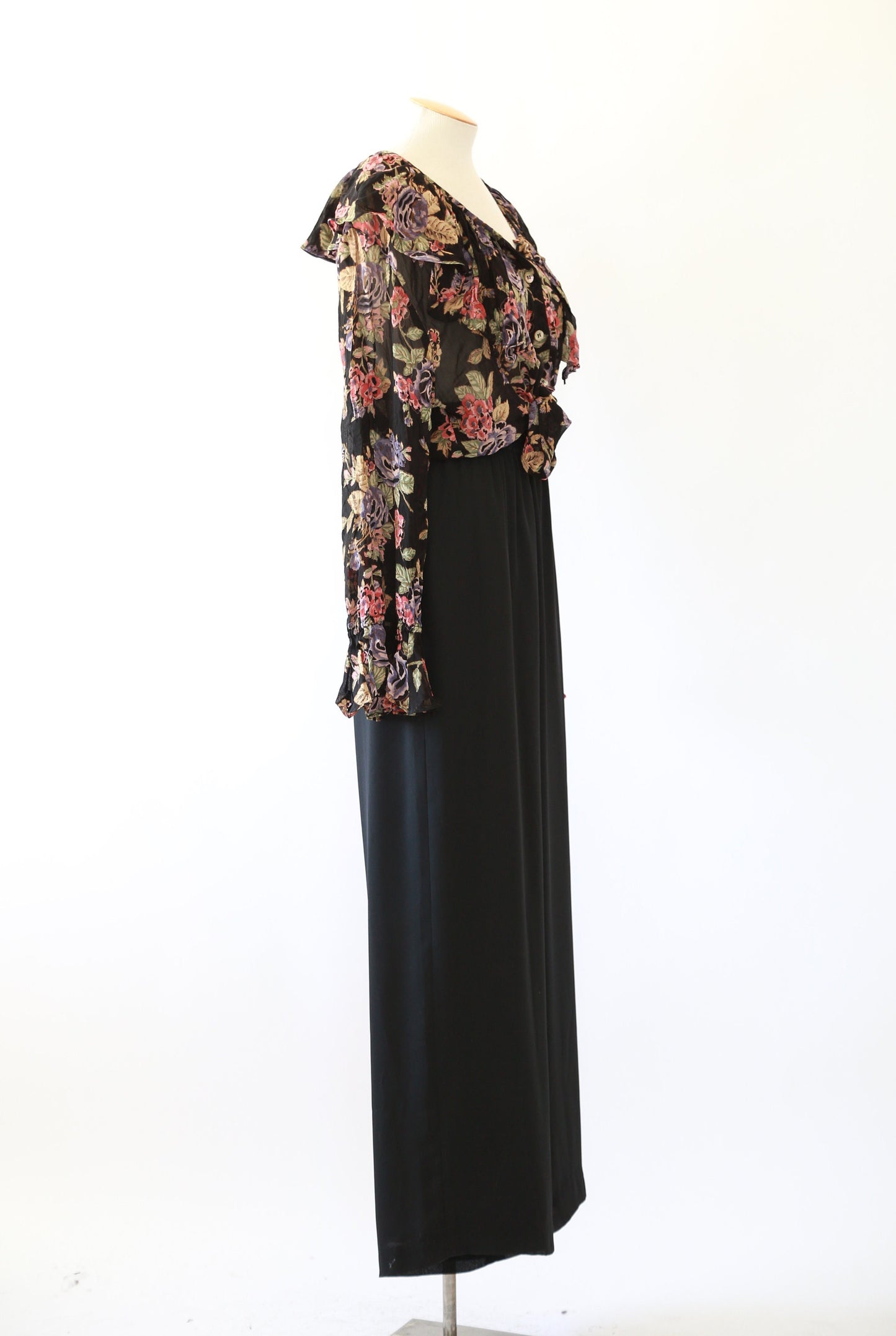 Vintage 90s sheer floral ruffle blouse