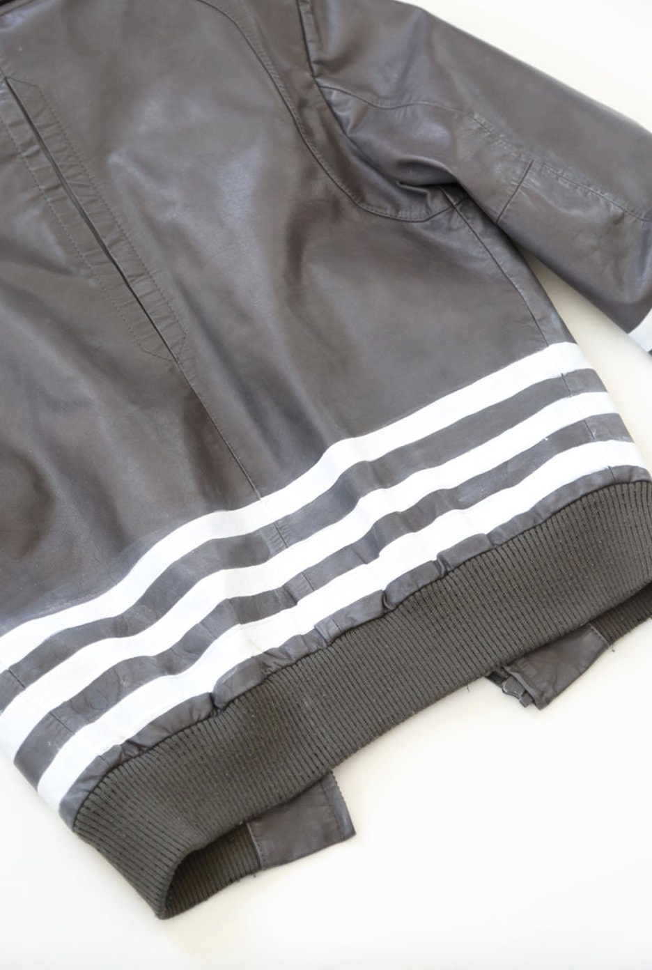 Vintage Wilsons leather striped bomber Jacket | Custom painted vintage jacket