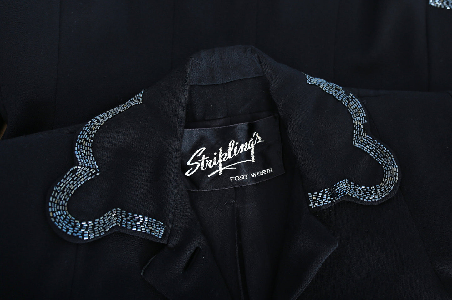 40s beaded blazer | Vintage 40s black wool hand beaded blazer | 1940s dress suit coat