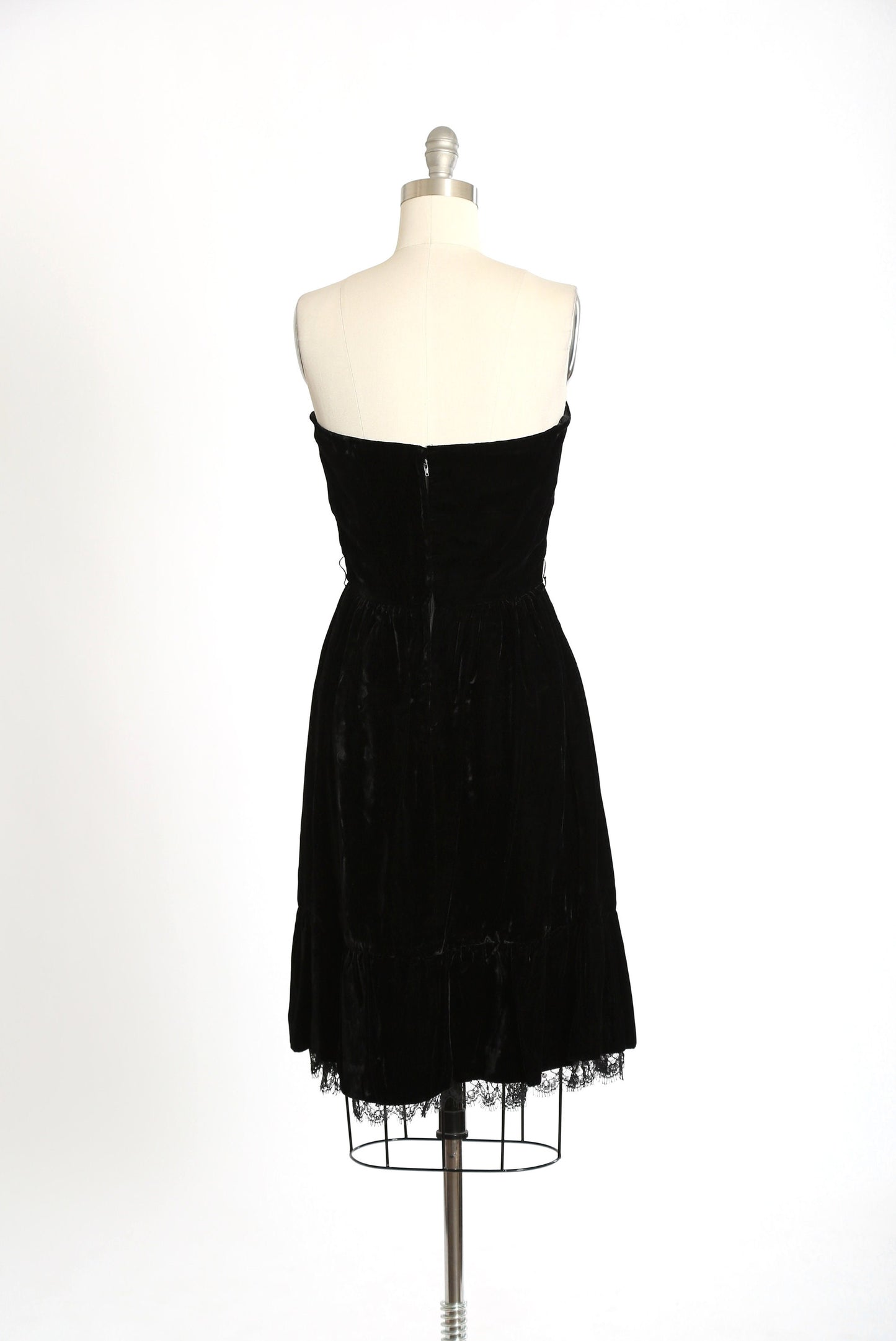 Vintage 1950s black velvet lace dress