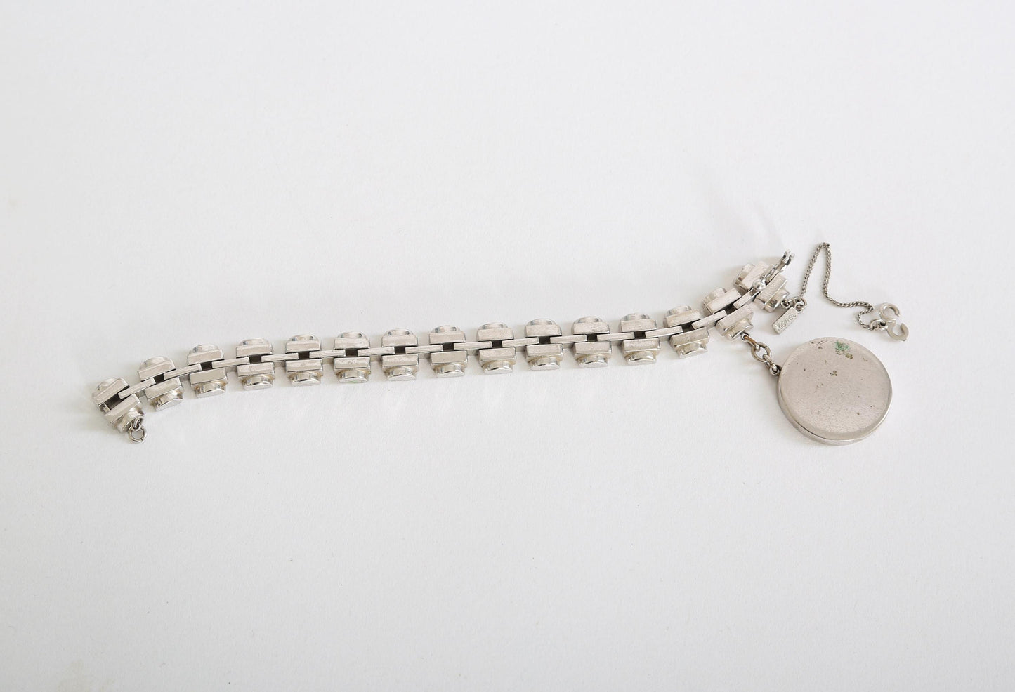 Monet silver link bracelet | Vintage 60s Monet chunky bracelet charm