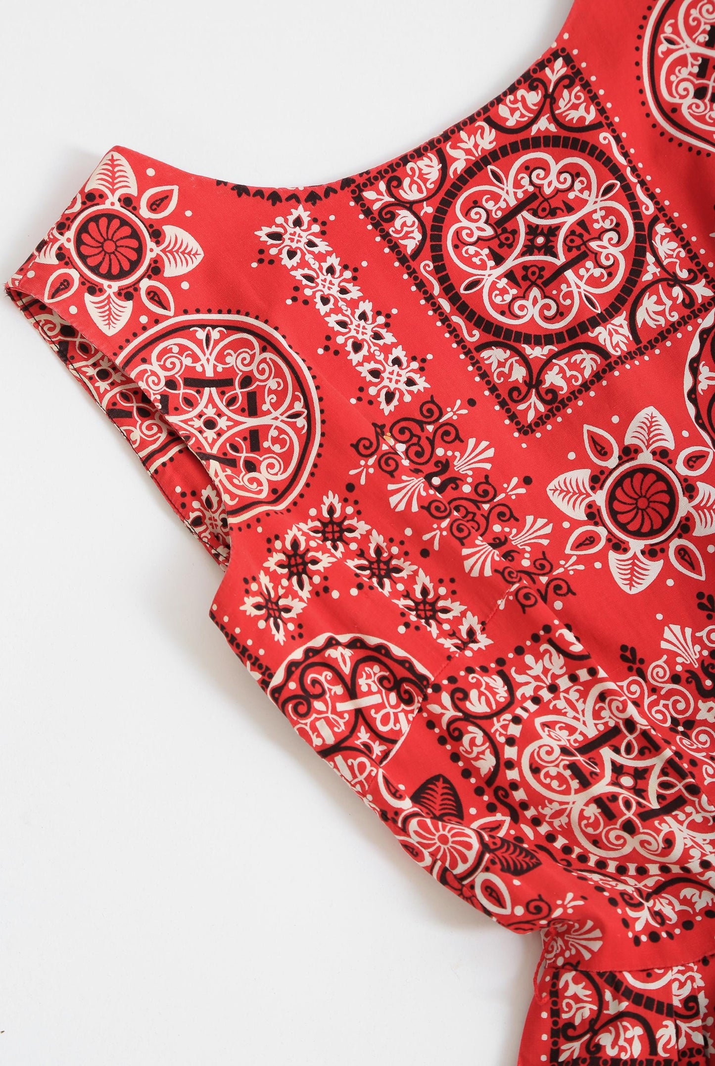 50s bandana dress | Vintage 1950s red bandana cotton dress