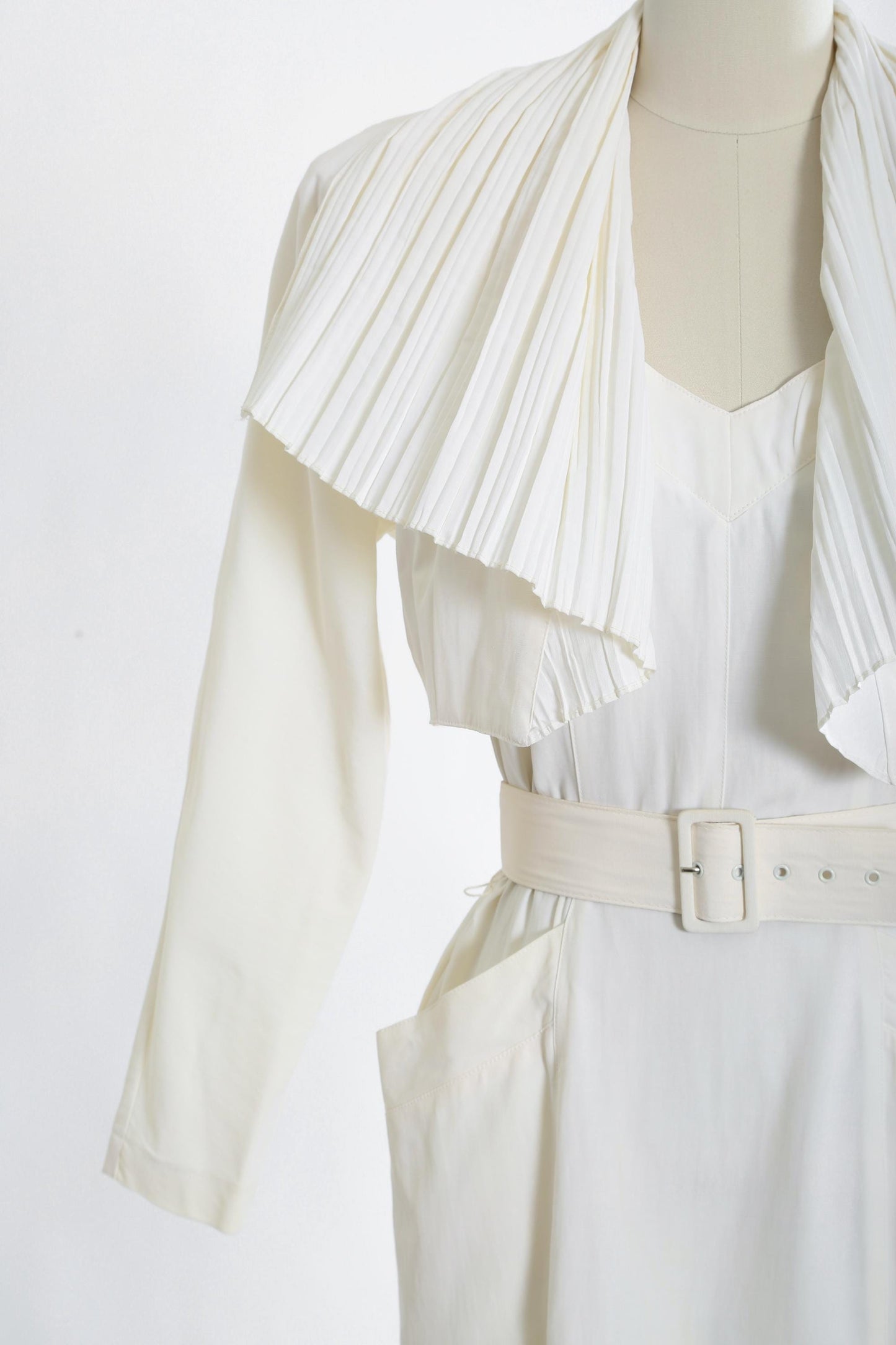 Vintage 80s white 3pc dress cropped bolero jacket | 1980s deadstock SOMA white dress pleated jacket