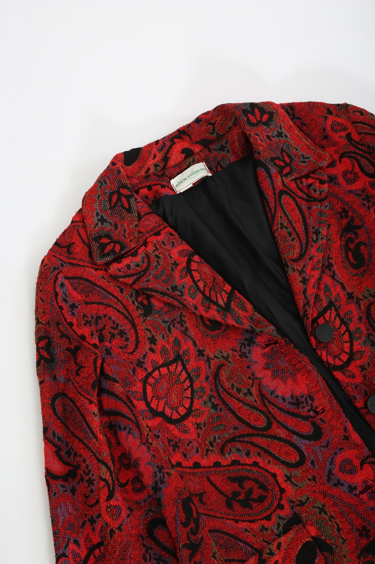 60s Alex Colman blazer | Vintage 60s red woven Paisley blazer