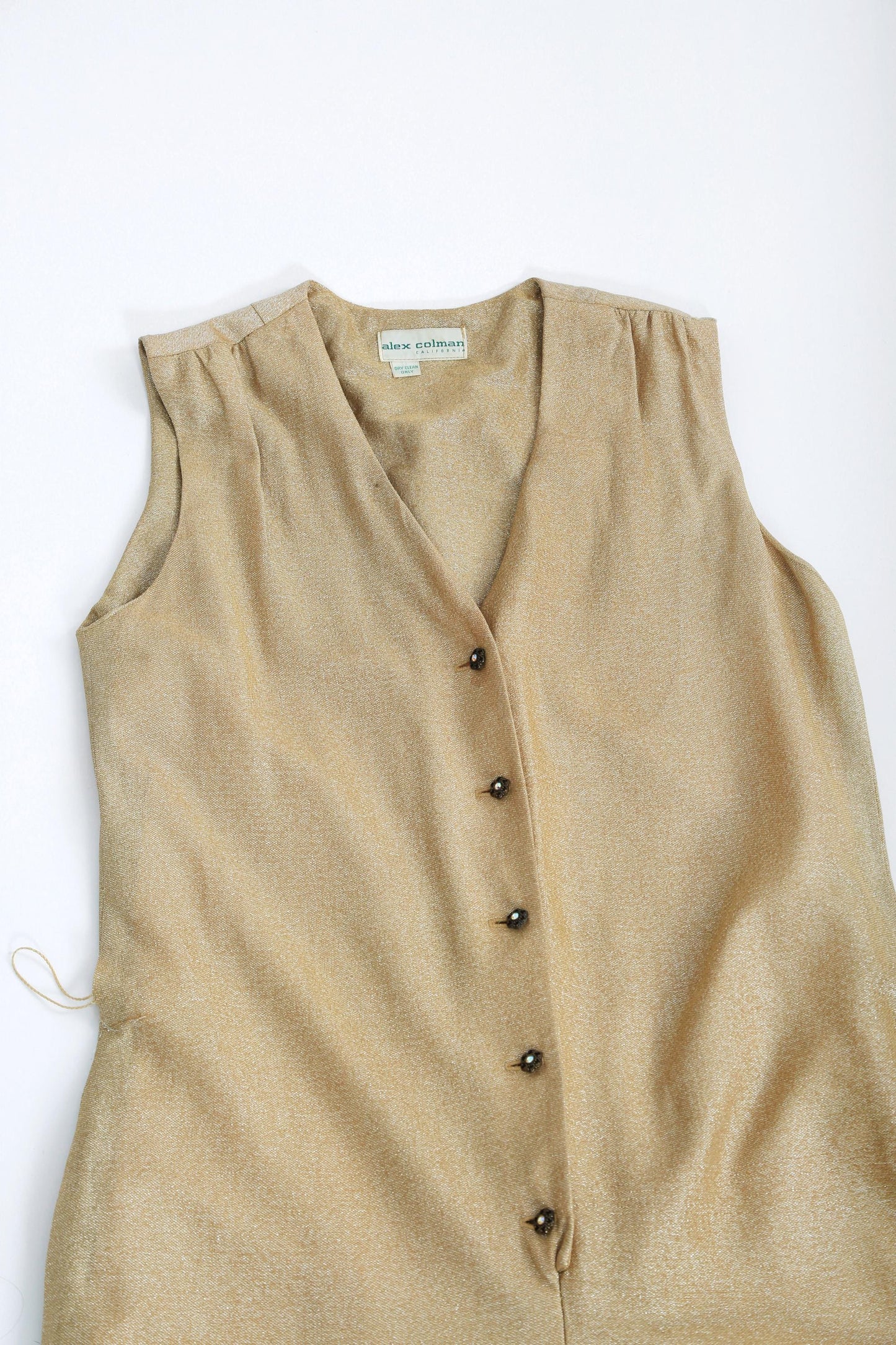 60s Alex Colman California gold jumpsuit | Vintage 1960s Gold Lurex palazzo pant jumpsuit
