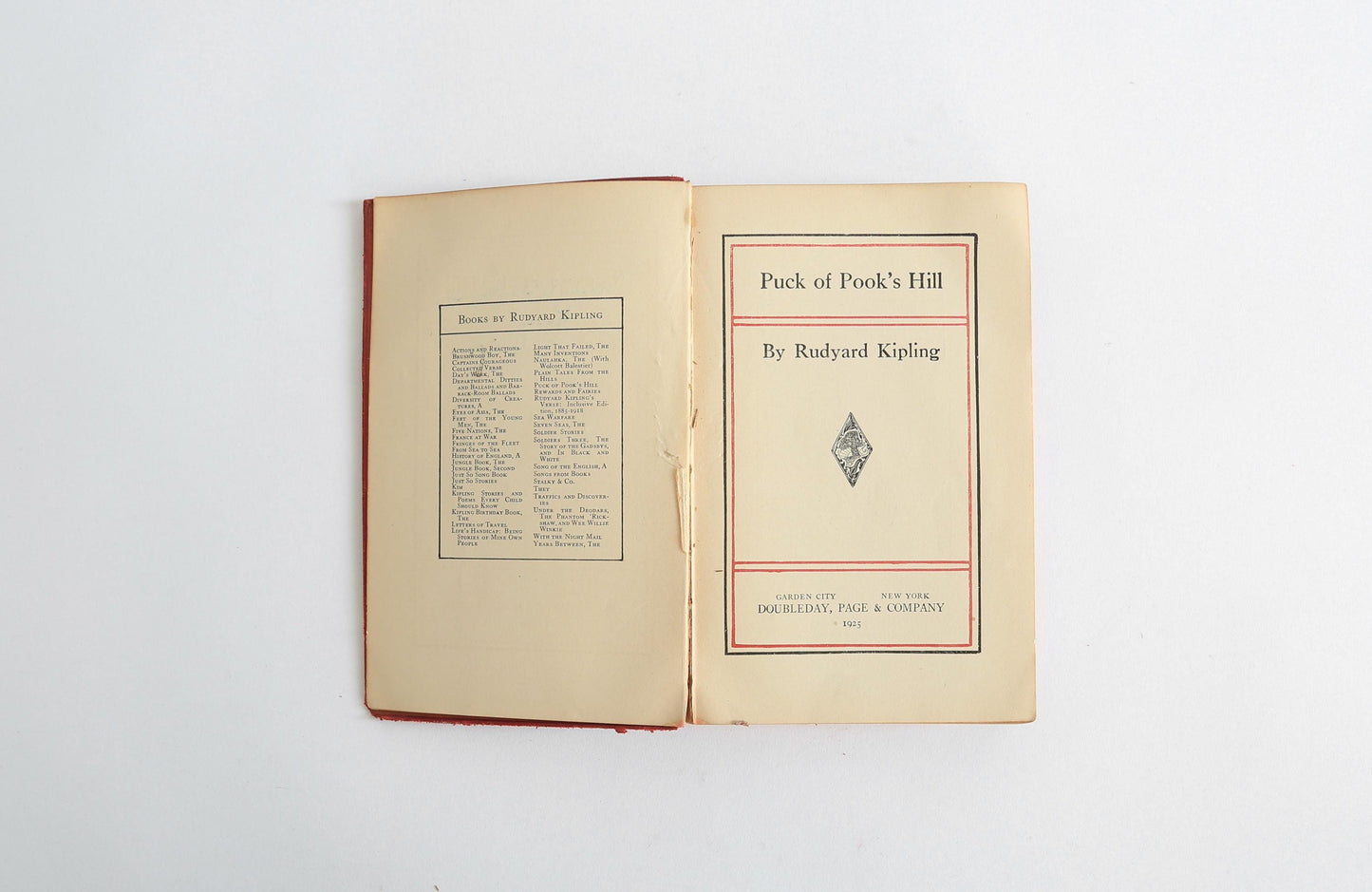 Antique 1925 Puck of Pook's Hill Rudyard Kipling red leather book