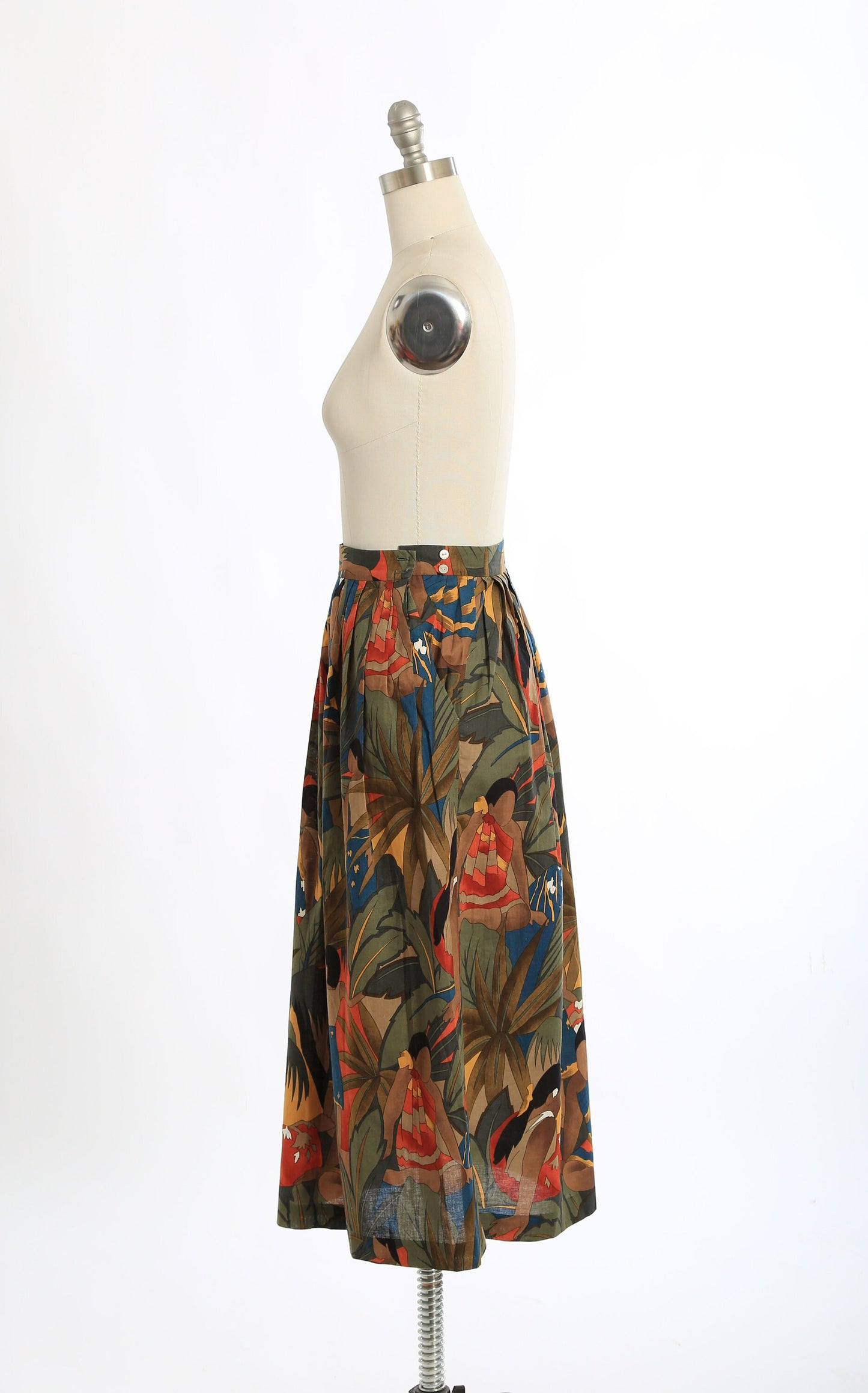Island vibes skirt | Vintage 80s 90s tropical ethnic print cotton skirt