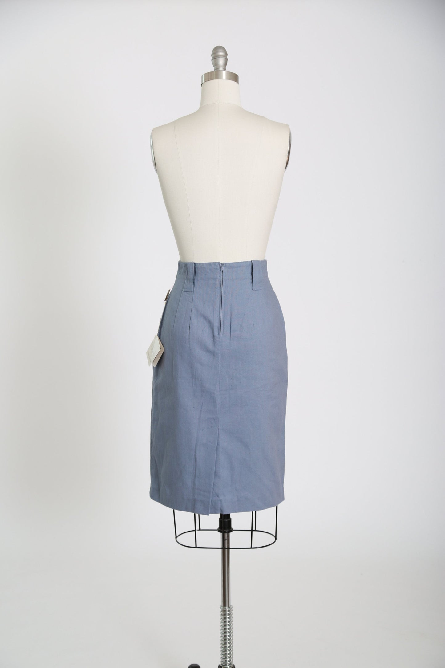 90s ramie cotton steel blue pencil skirt