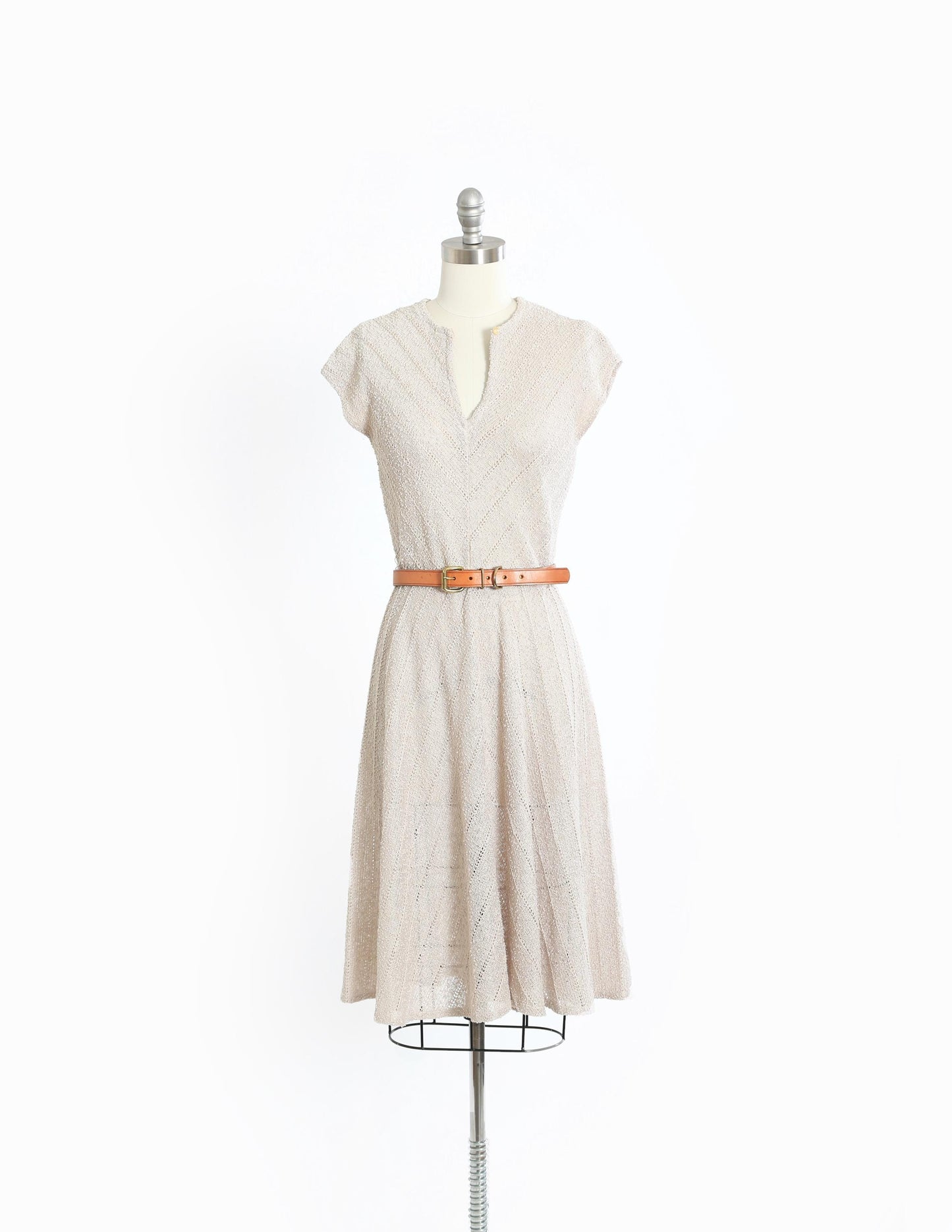 70s Gray knit dress | Vintage 1970s Crochet knit Dress