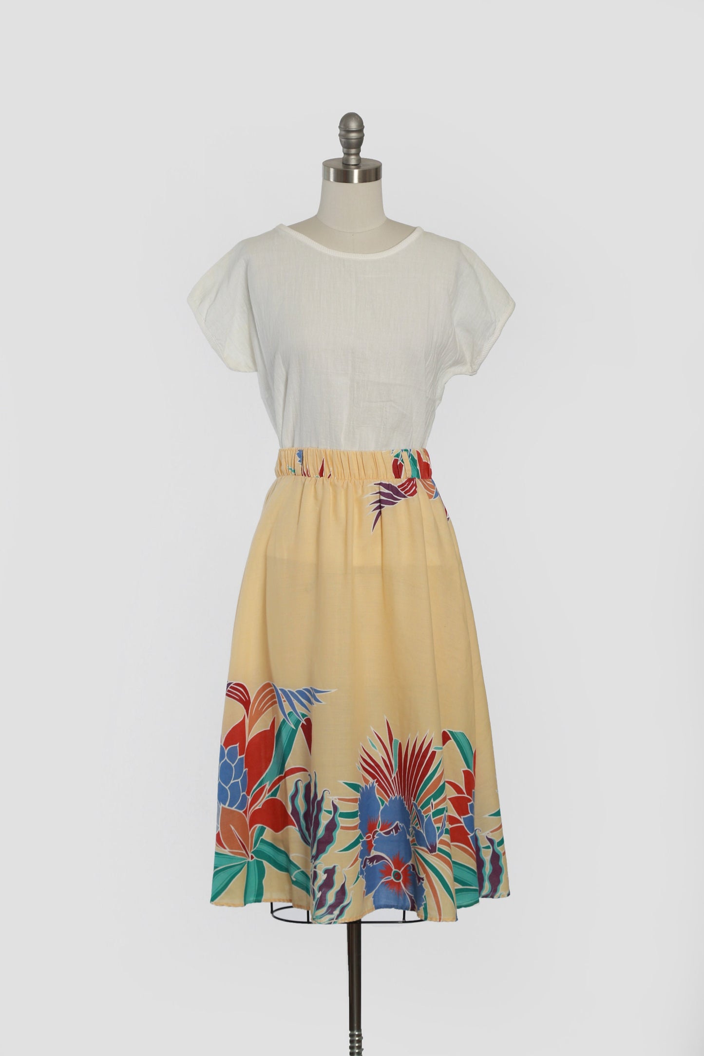 Island vibes skirt | Vintage 70s tropical cotton skirt