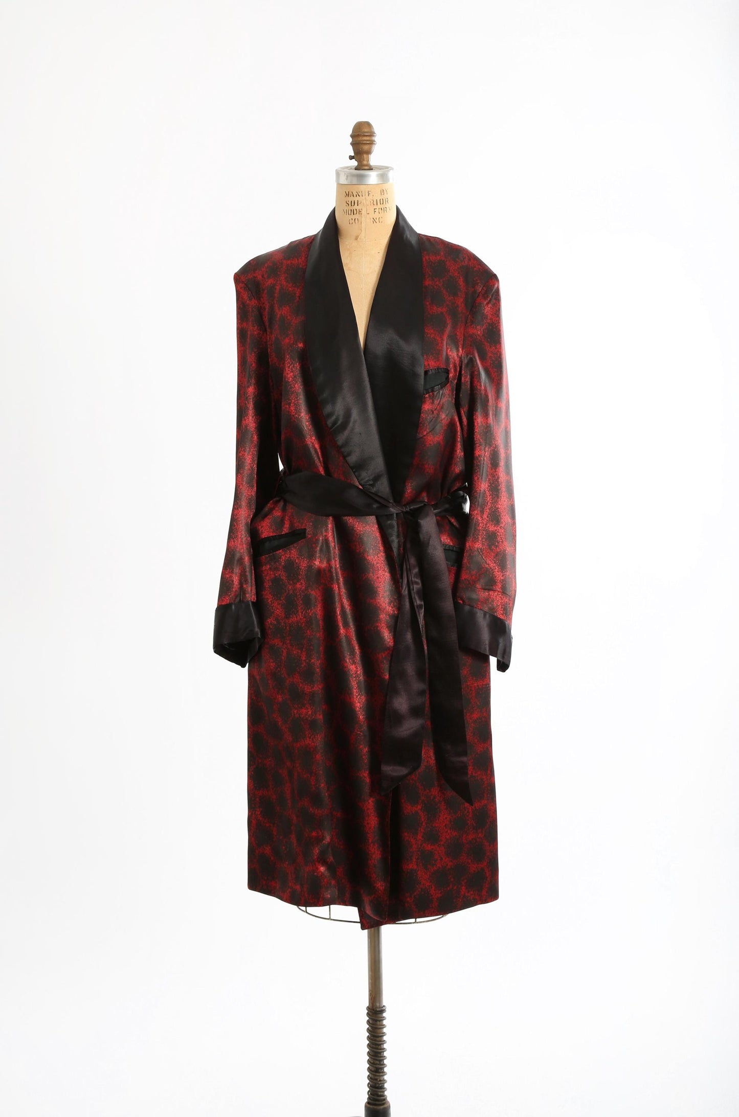 50s satin smoking robe | Vintage 1950s red satin Smoking Jacket robe