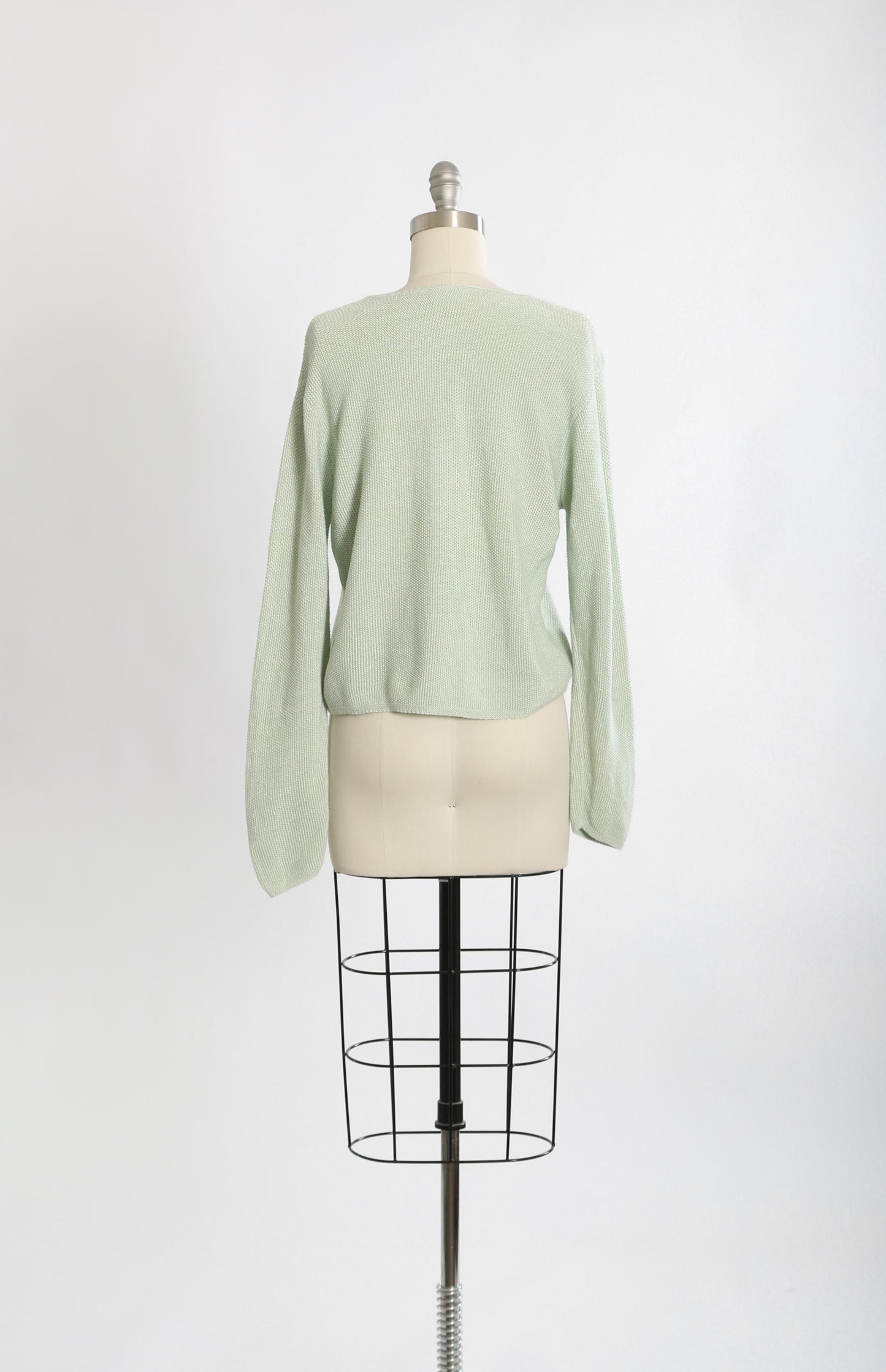 90s green woven knit cotton rayon sweater