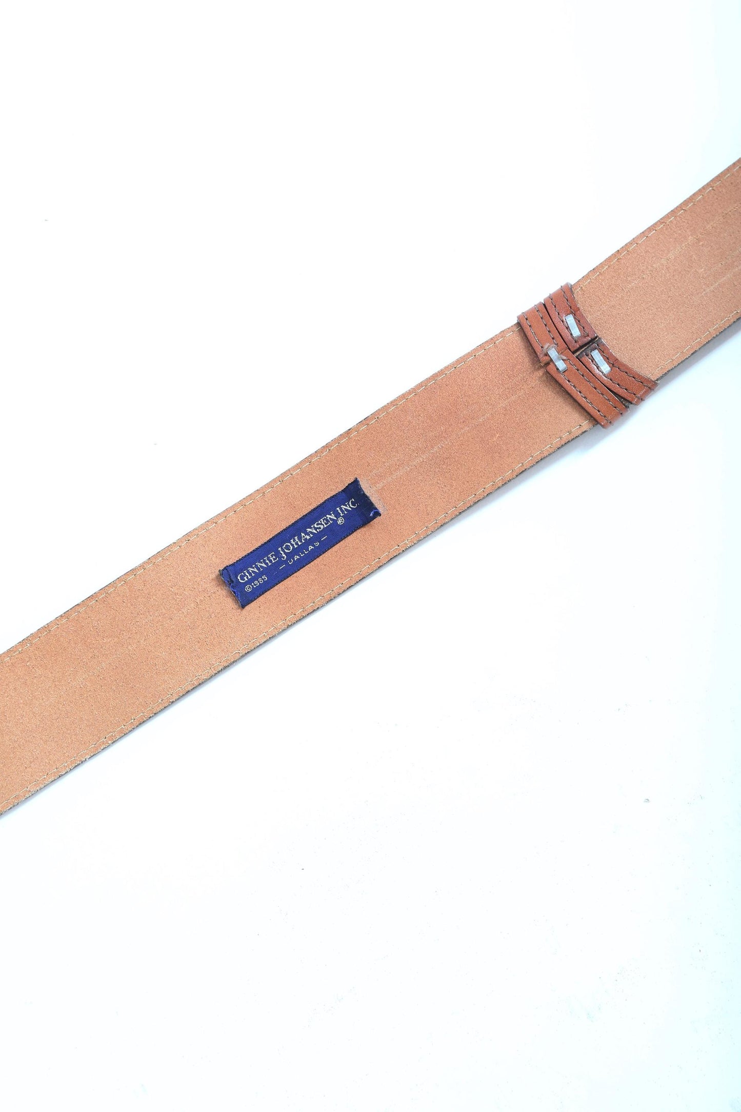 Vintage 80s Ginnie Johansen wide brown leather belt Sz. L XL