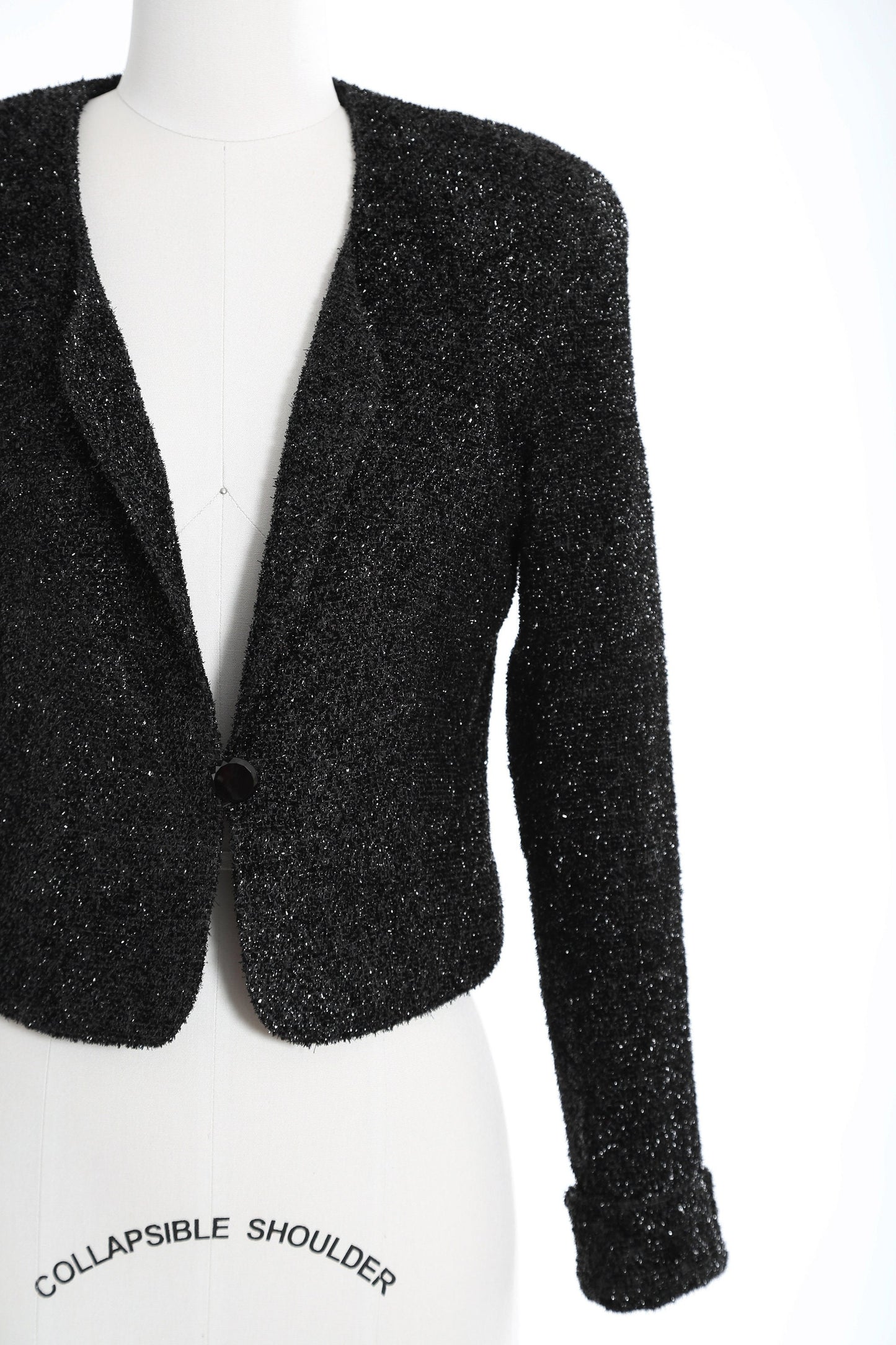 Vintage 90s Y2K black tinsel cropped jacket bolero