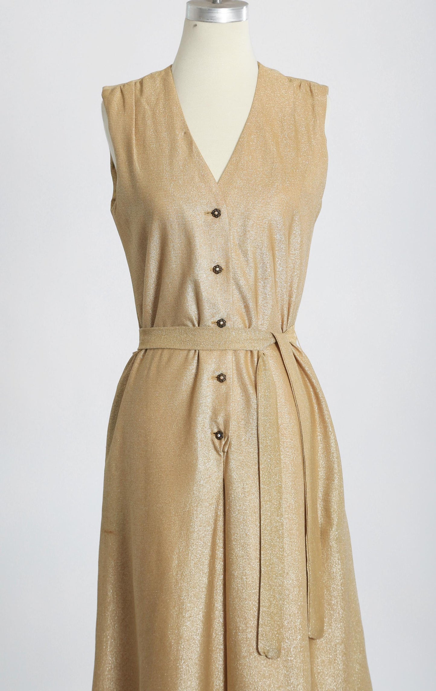 60s Alex Colman California gold jumpsuit | Vintage 1960s Gold Lurex palazzo pant jumpsuit