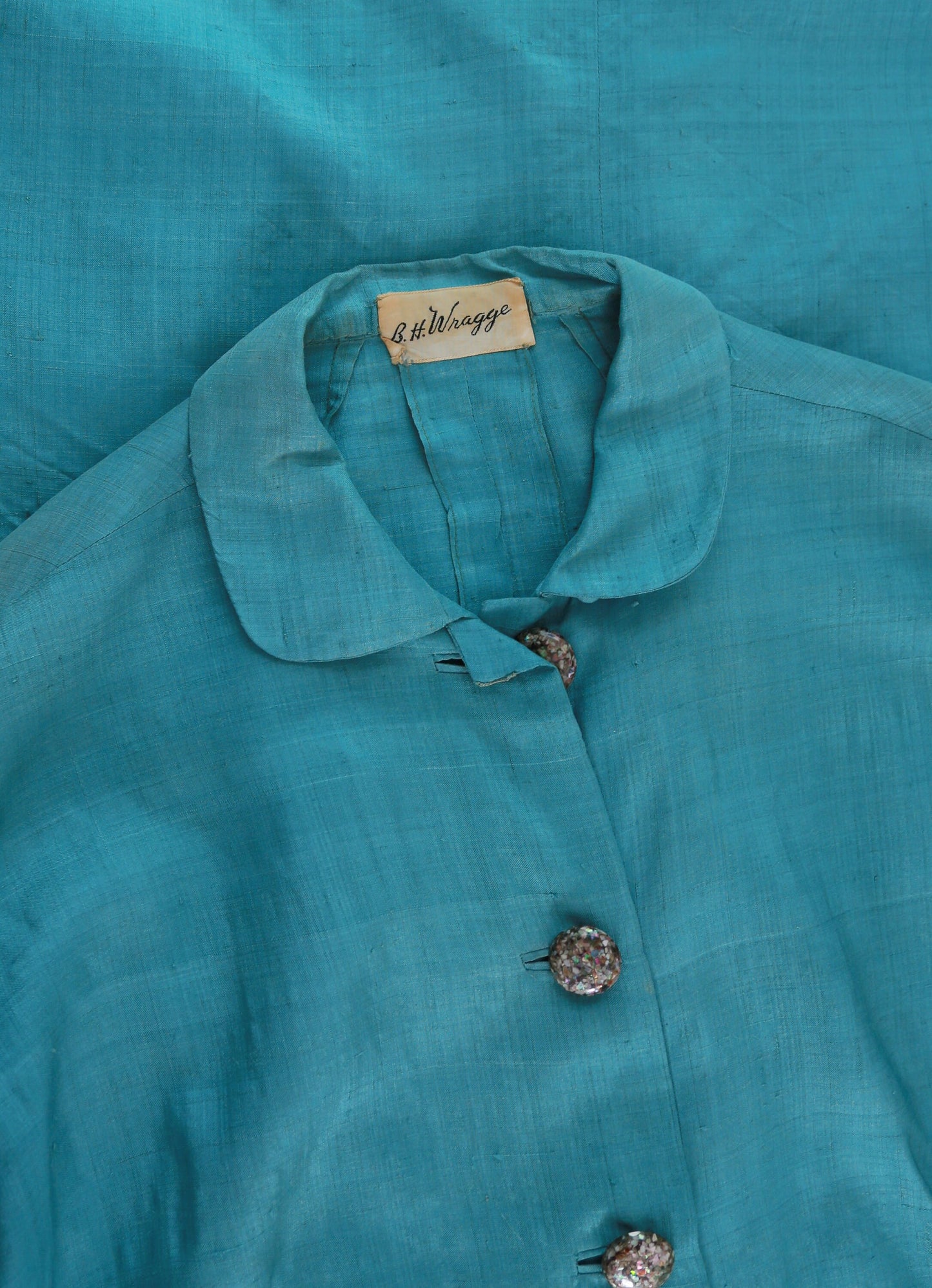 50s silk dress | Vintage 1950s B H Wragge blue silk dress