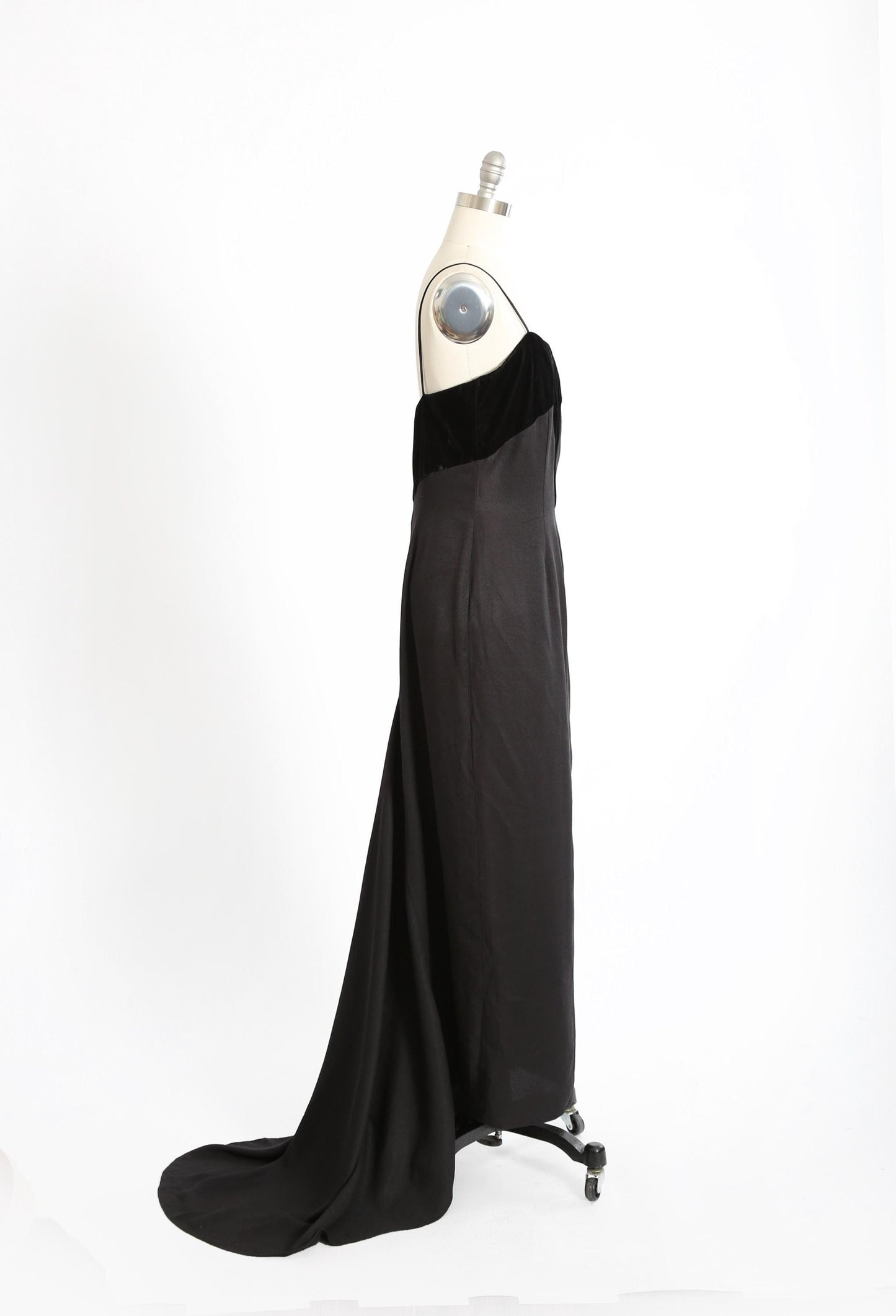 Vintage 90s black velvet deadstock gown